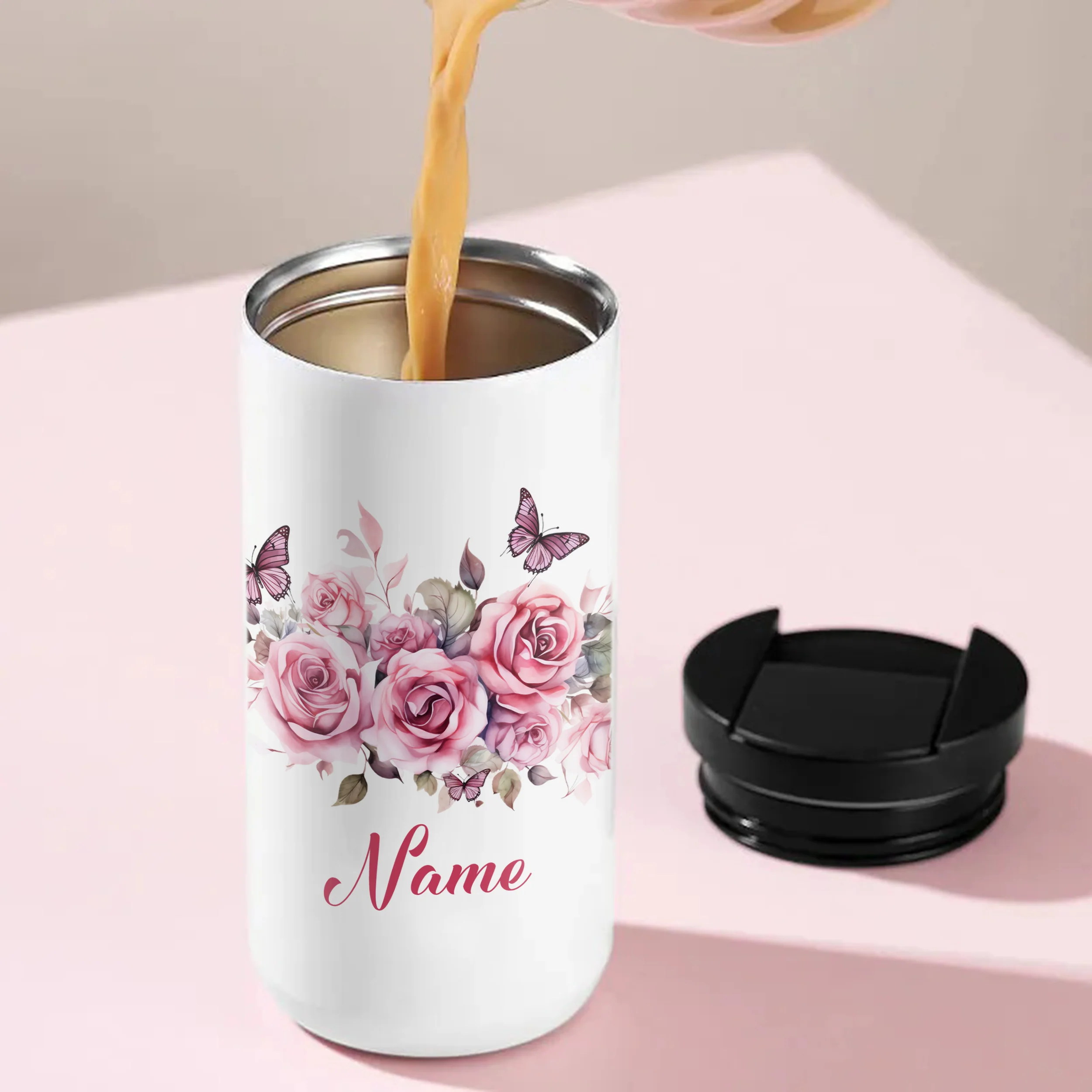Kaffeebecher mit Rosen und Schmetterlingen - Image 5