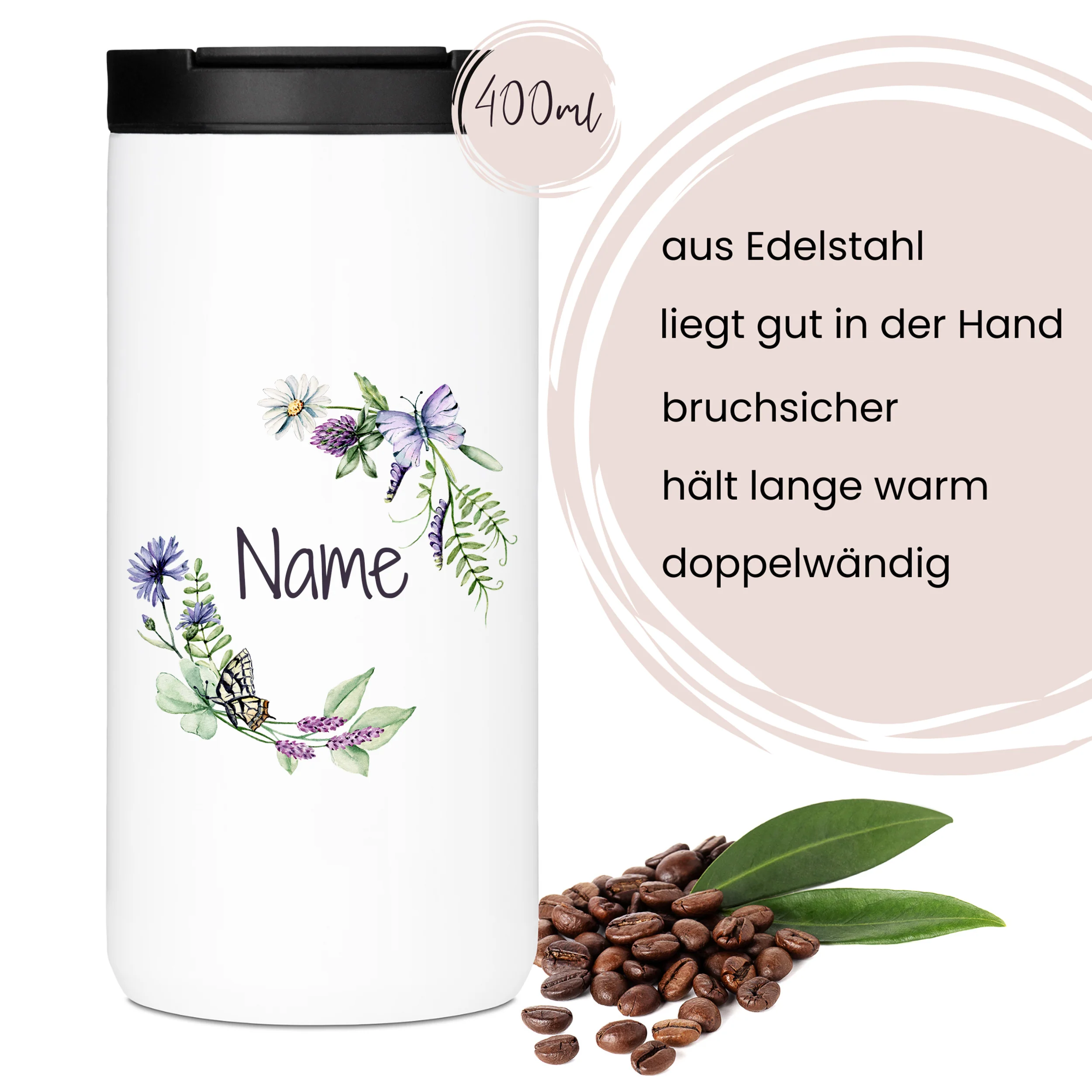 Kaffeebecher Thermo mit Blumenmotiv - Image 4