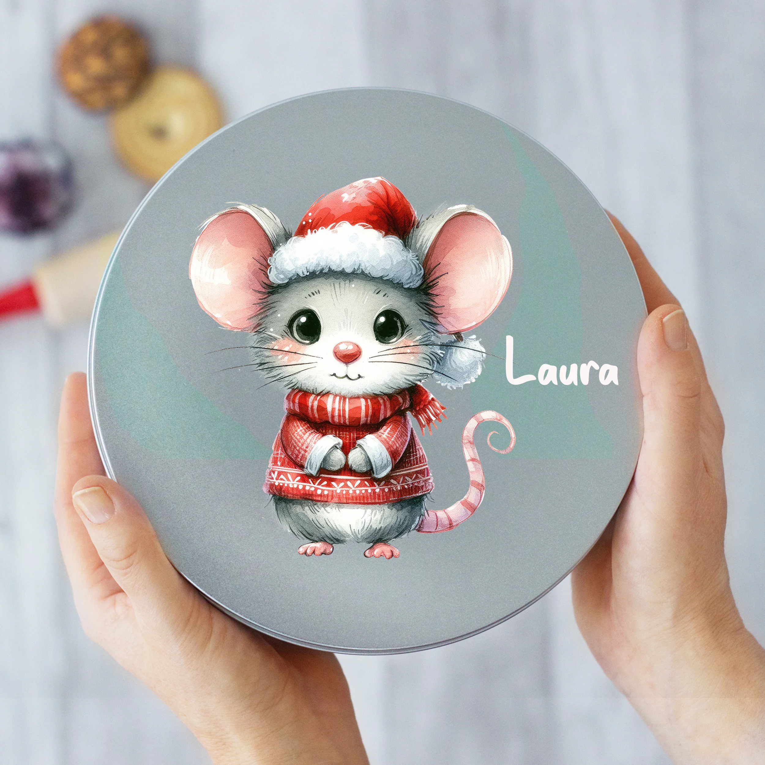 Keksdose Maus im Weihnachtslook - Süße Naschereien stilvoll aufbewahren - Image 3