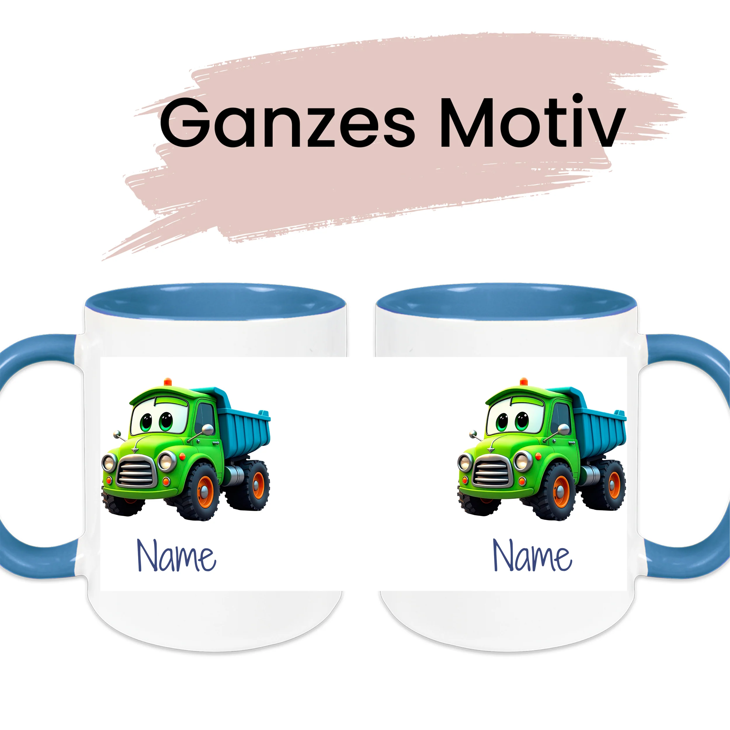 Kindertasse mit grünem Lkw - Spaßige Abenteuer für kleine Bauarbeiter - Image 2