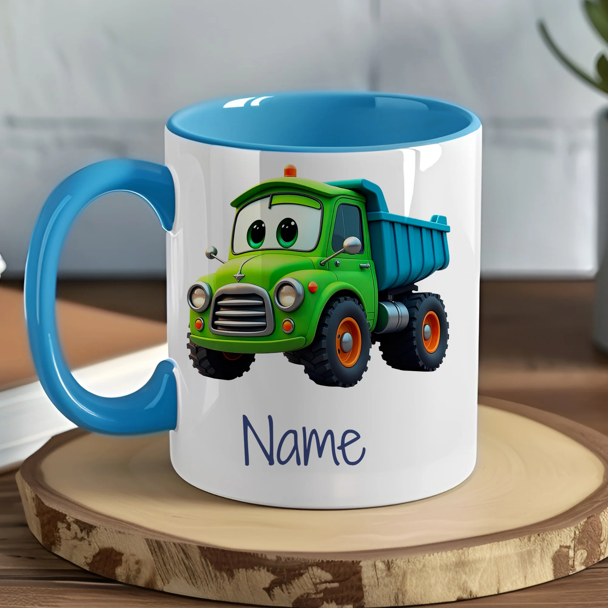 Kindertasse mit grünem Lkw - Spaßige Abenteuer für kleine Bauarbeiter - Image 4