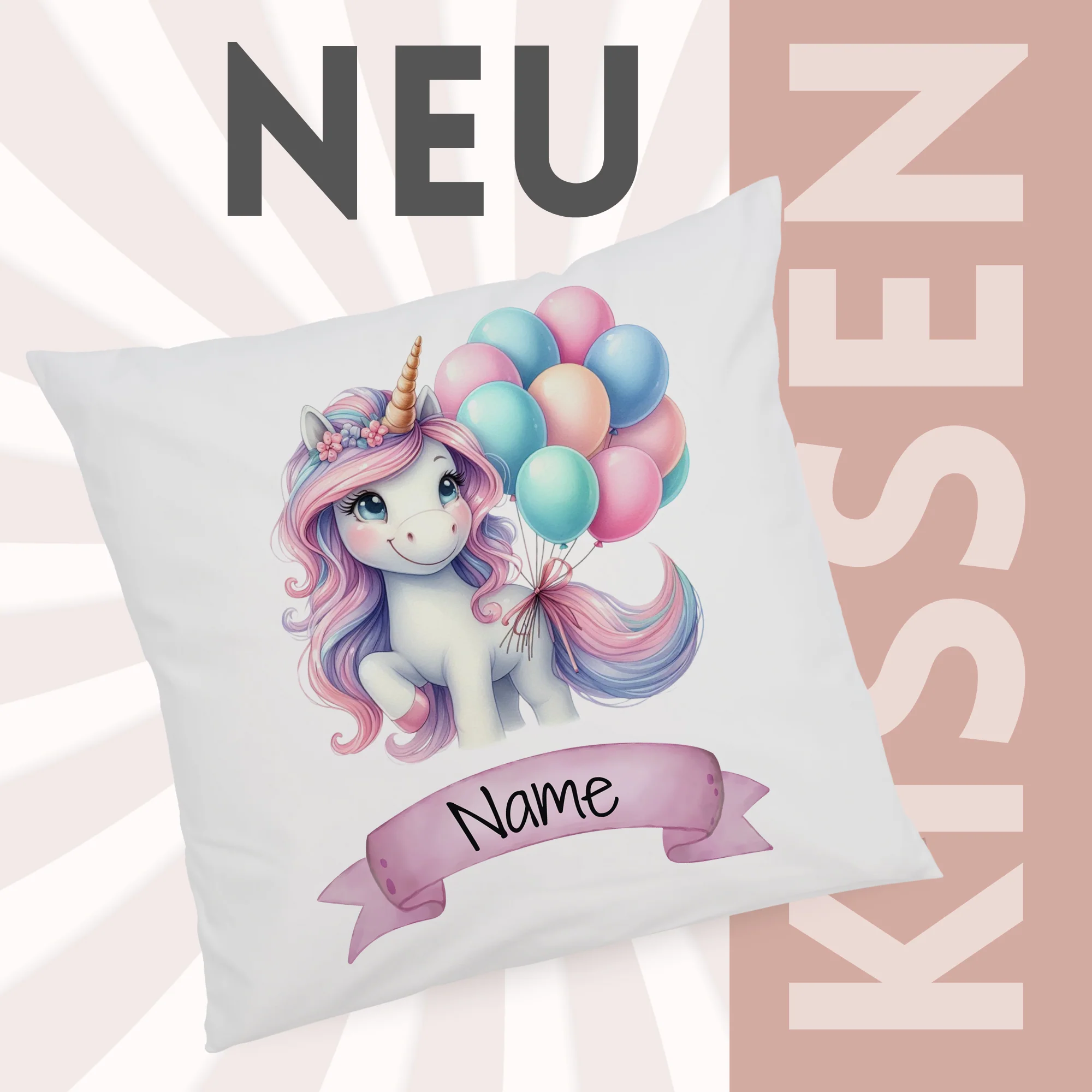 Kissenbezug Einhorn mit Ballons - Image 2