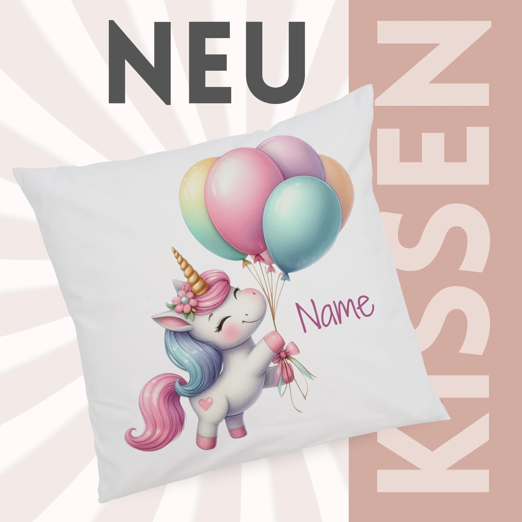 Kissenbezug Einhorn mit Ballons - Image 2