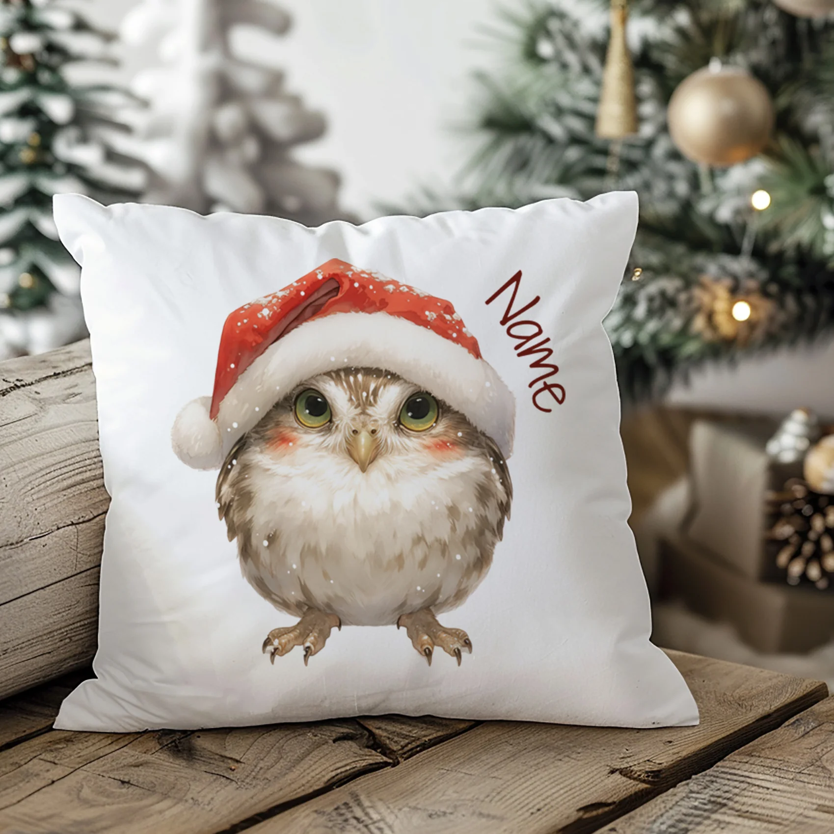 Kissenbezug Eule mit Weihnachtsmütze - Image 3