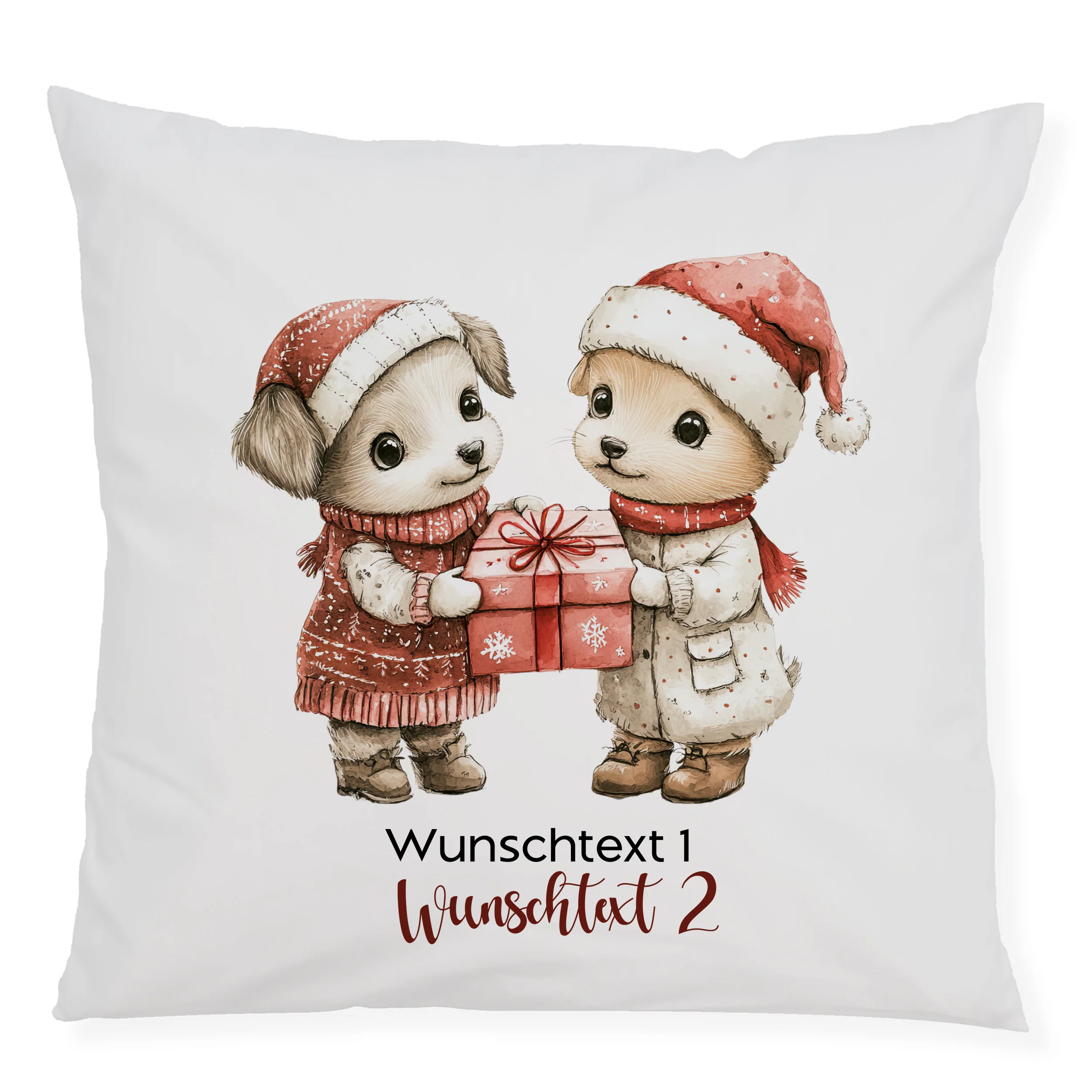 Kissenbezug Hunde Weihnachten - Freude teilen in der Weihnachtszeit