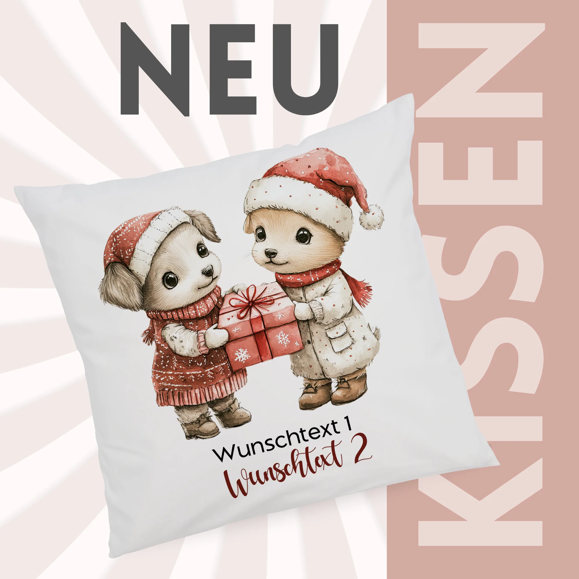 Kissenbezug Hunde Weihnachten - Freude teilen in der Weihnachtszeit - Image 2