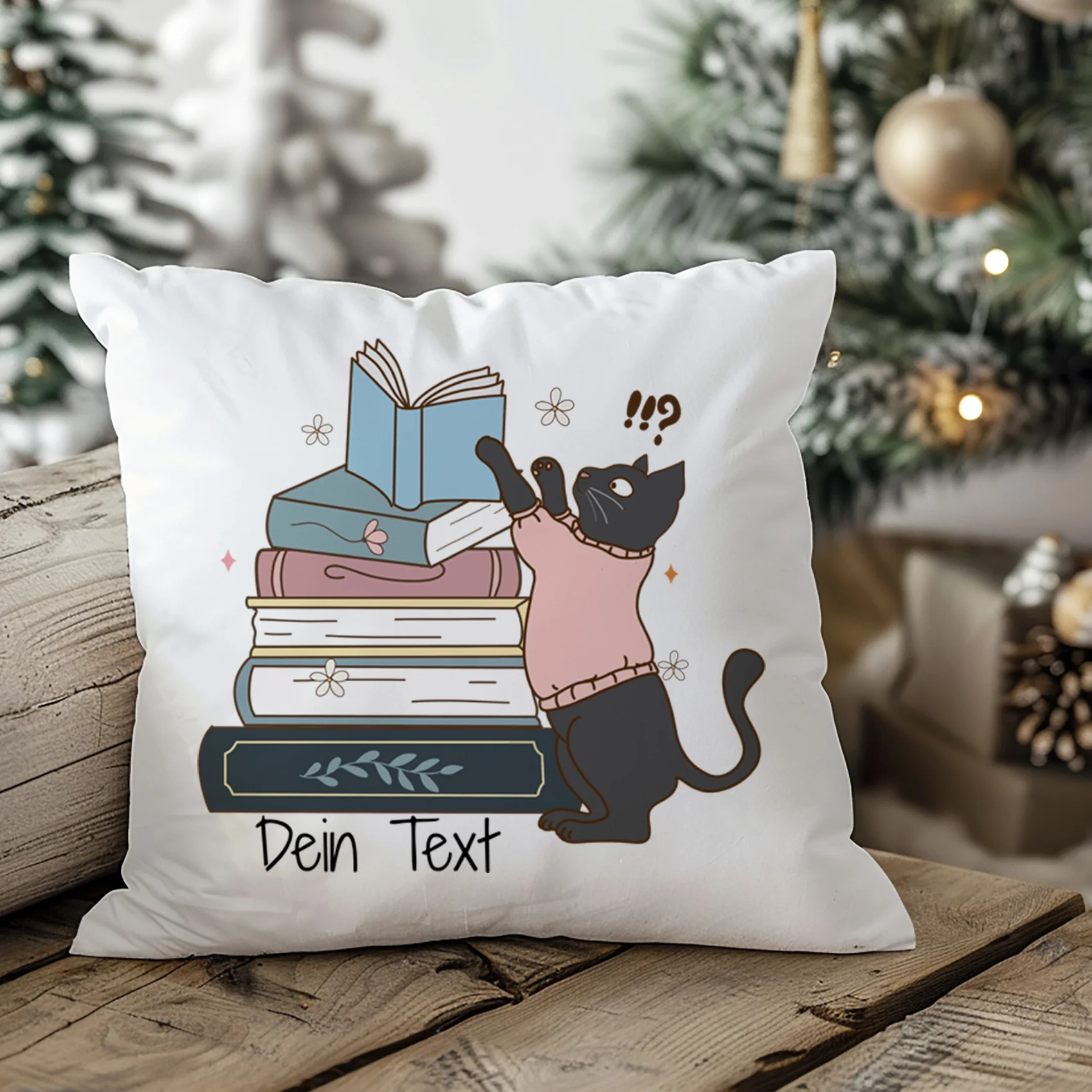 Kissenbezug Katze mit Büchern - Image 3