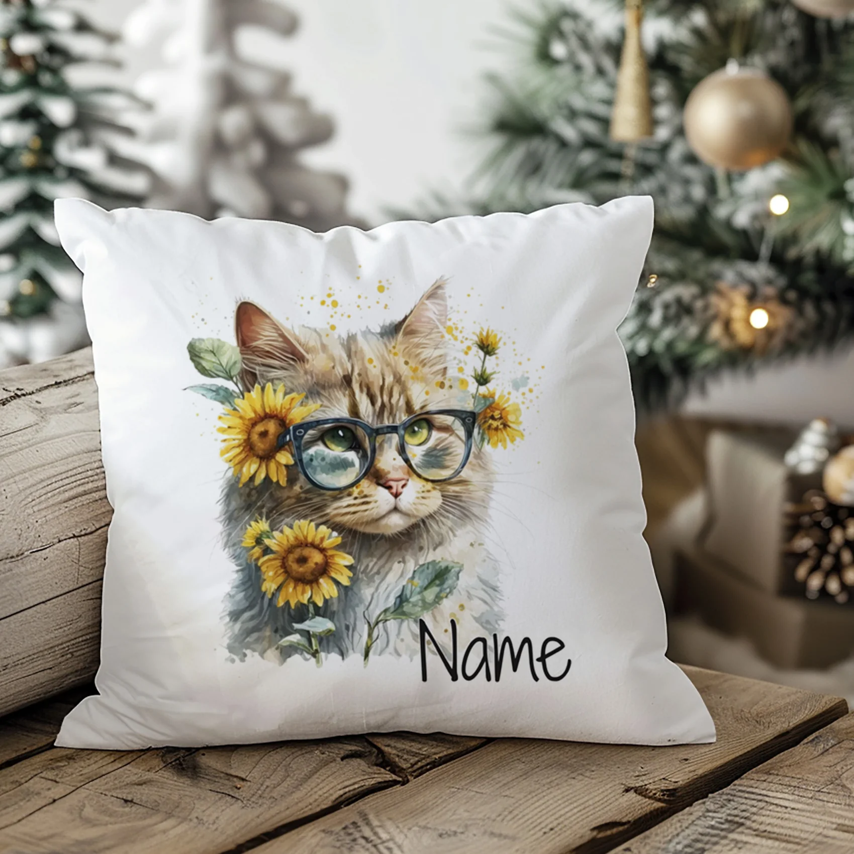Kissenbezug Katze mit Sonnenblumen - Image 3