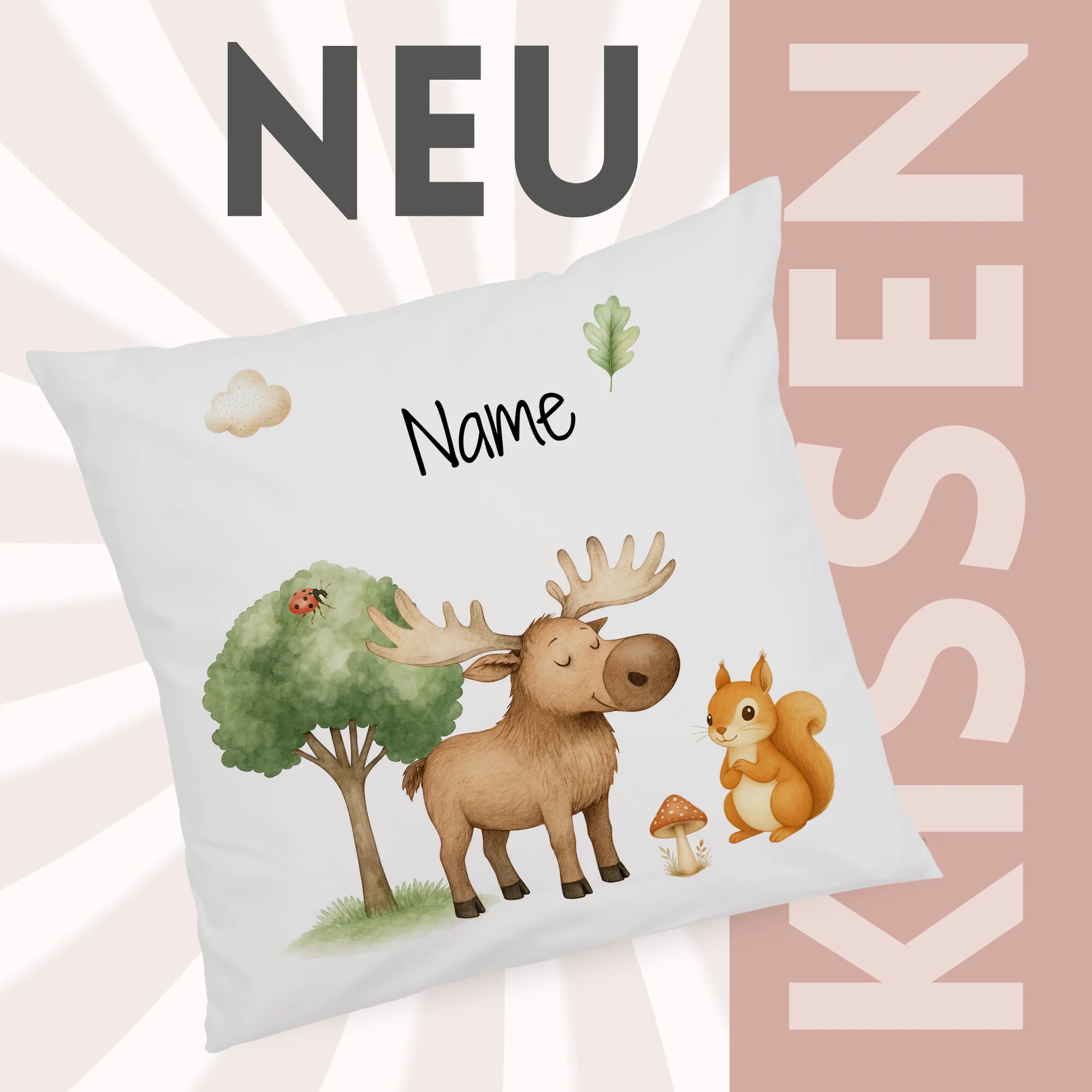 Kissenbezug mit Elch und Eichhörnchen - Image 2