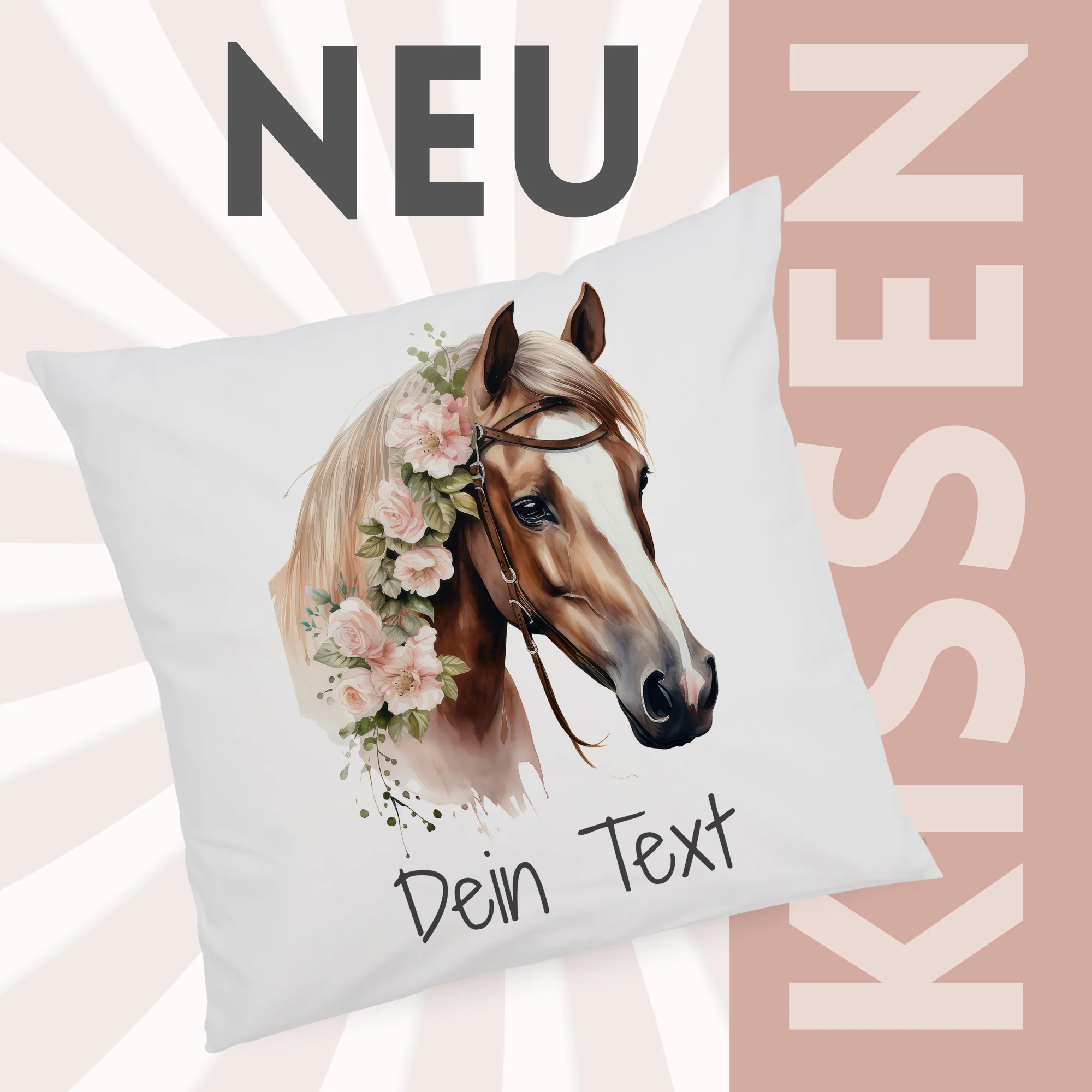 Kissenbezug Pferd mit Blumen - Image 2