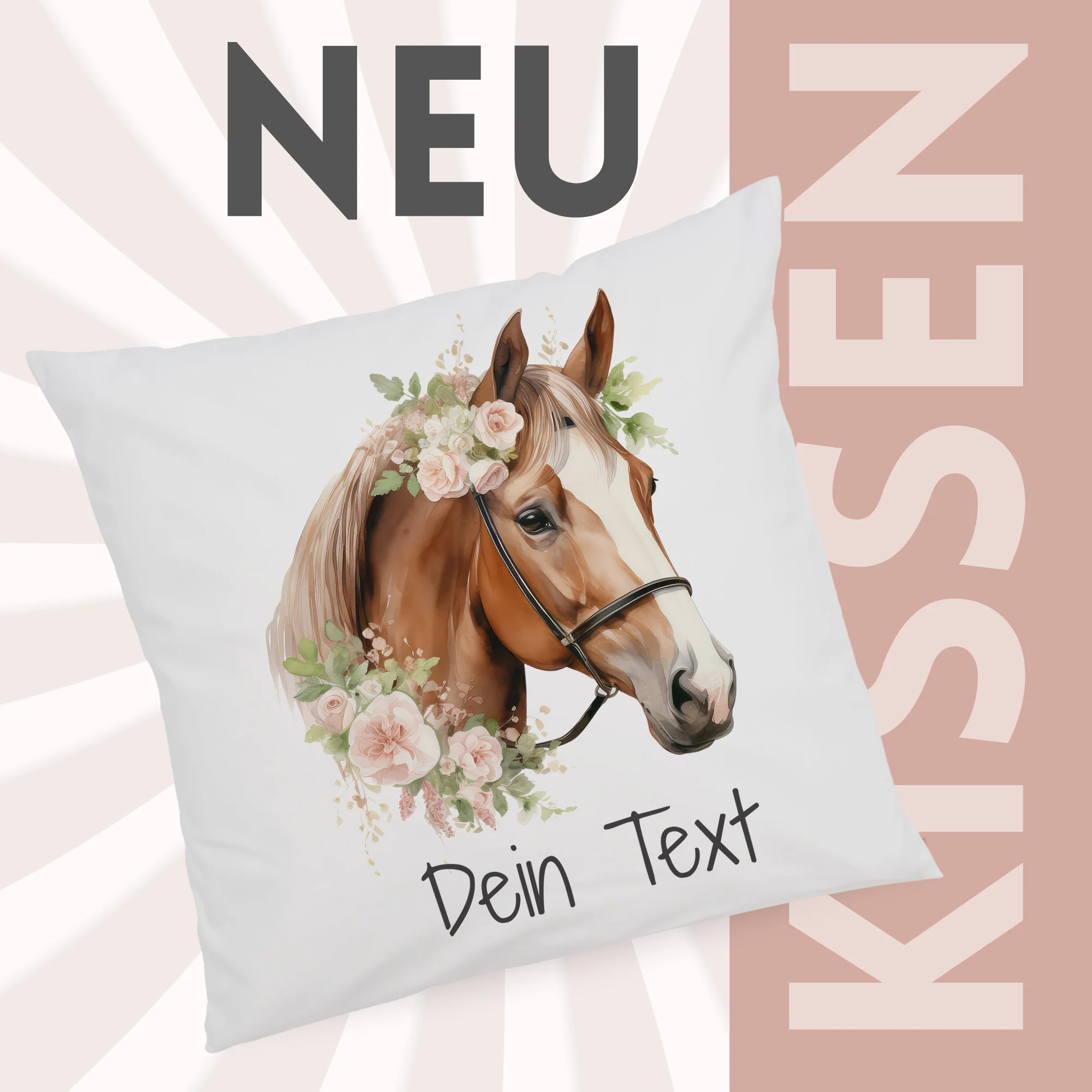 Kissenbezug Pferd mit Blumen - Image 2