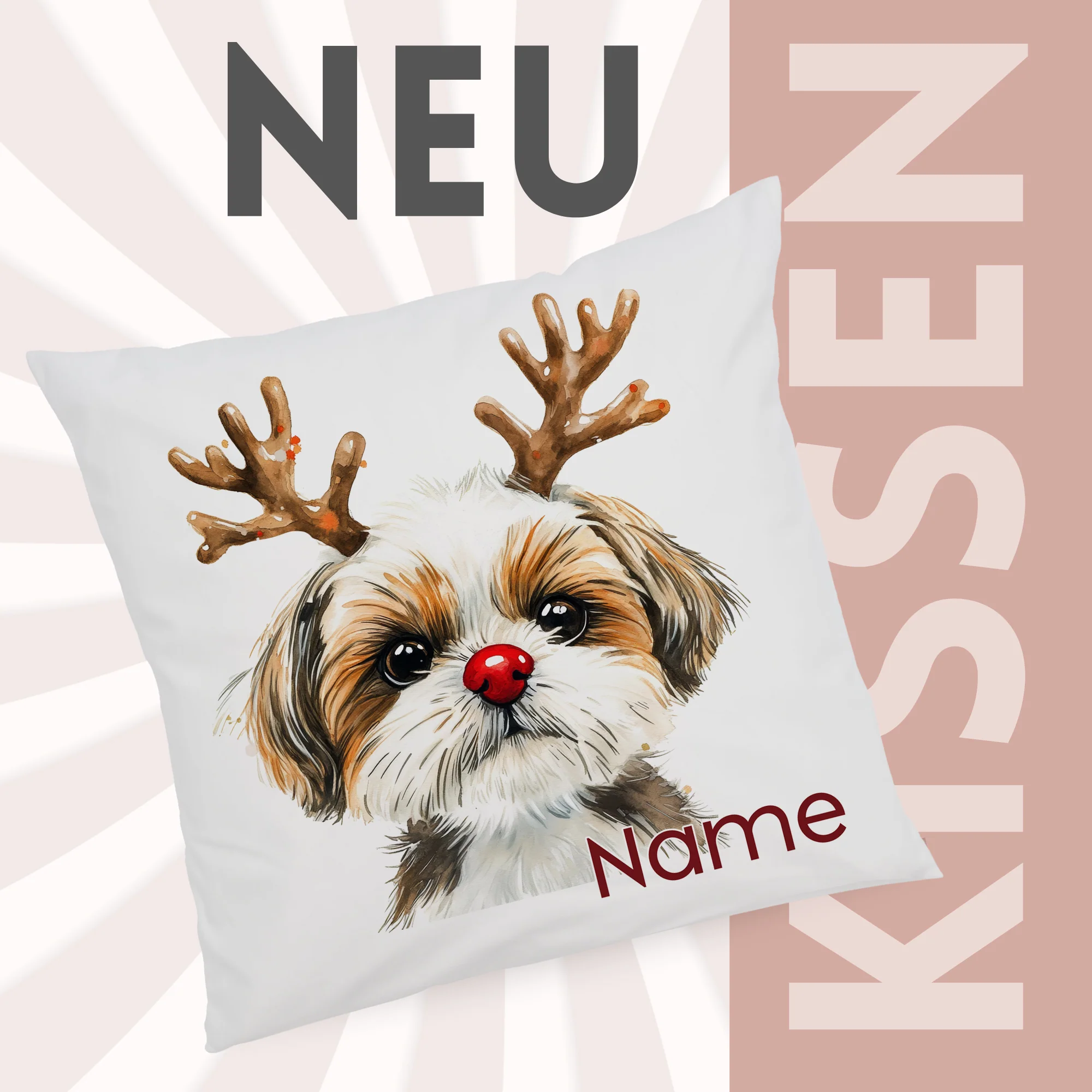 Kissenbezug Weihnachten Hund mit Geweih - Image 2