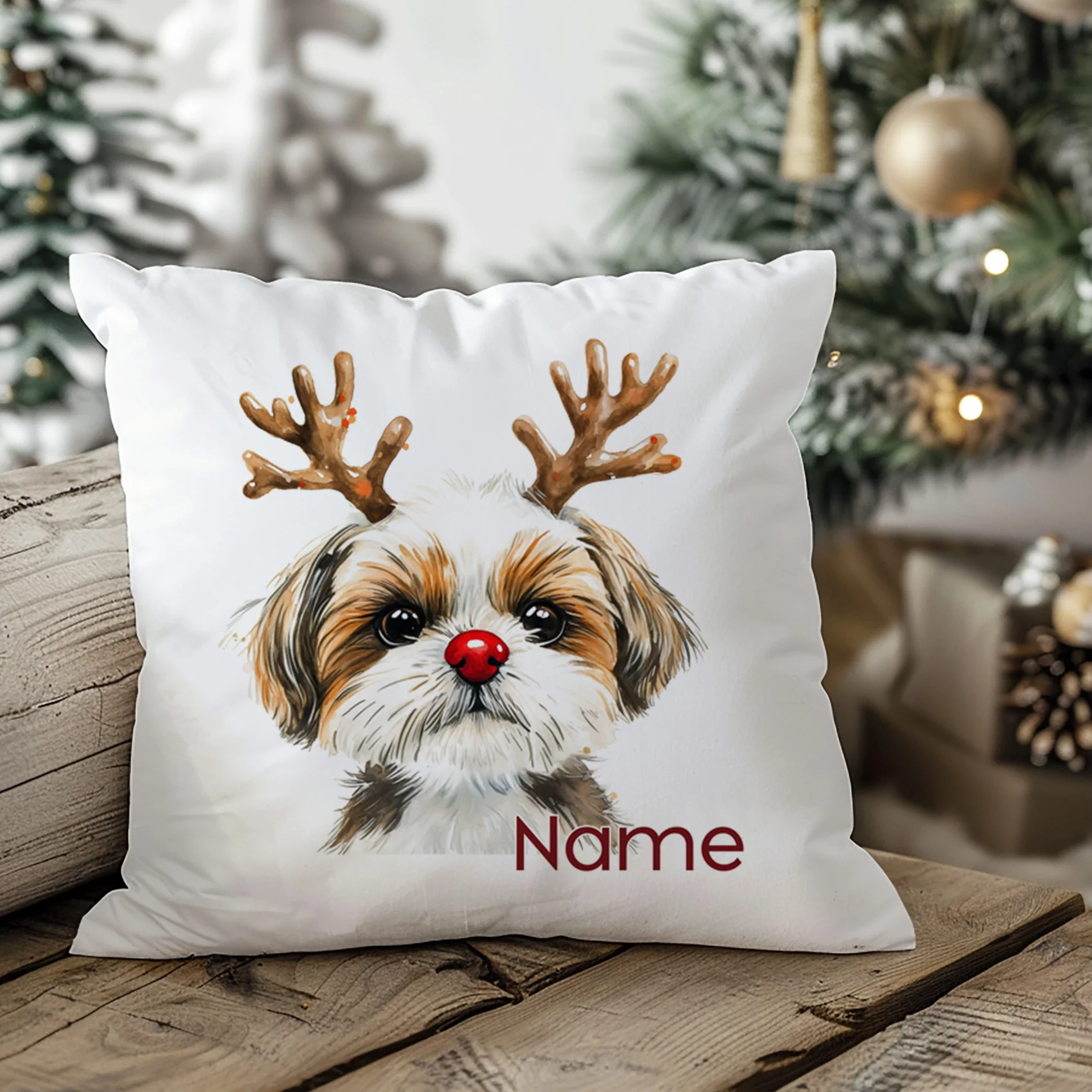 Kissenbezug Weihnachten Hund mit Geweih - Image 3