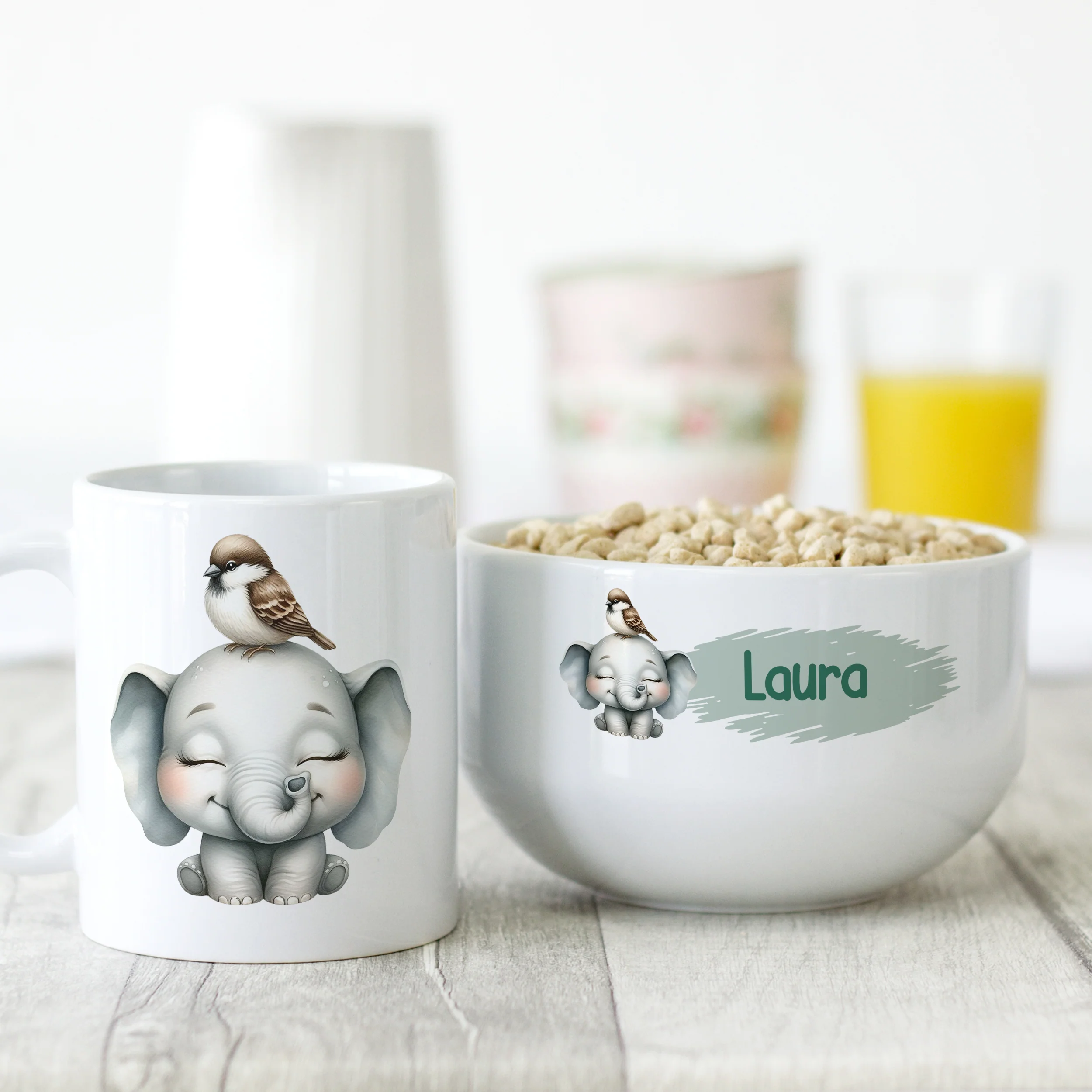 Müslischale & Tasse Set mit Elefant - Image 2