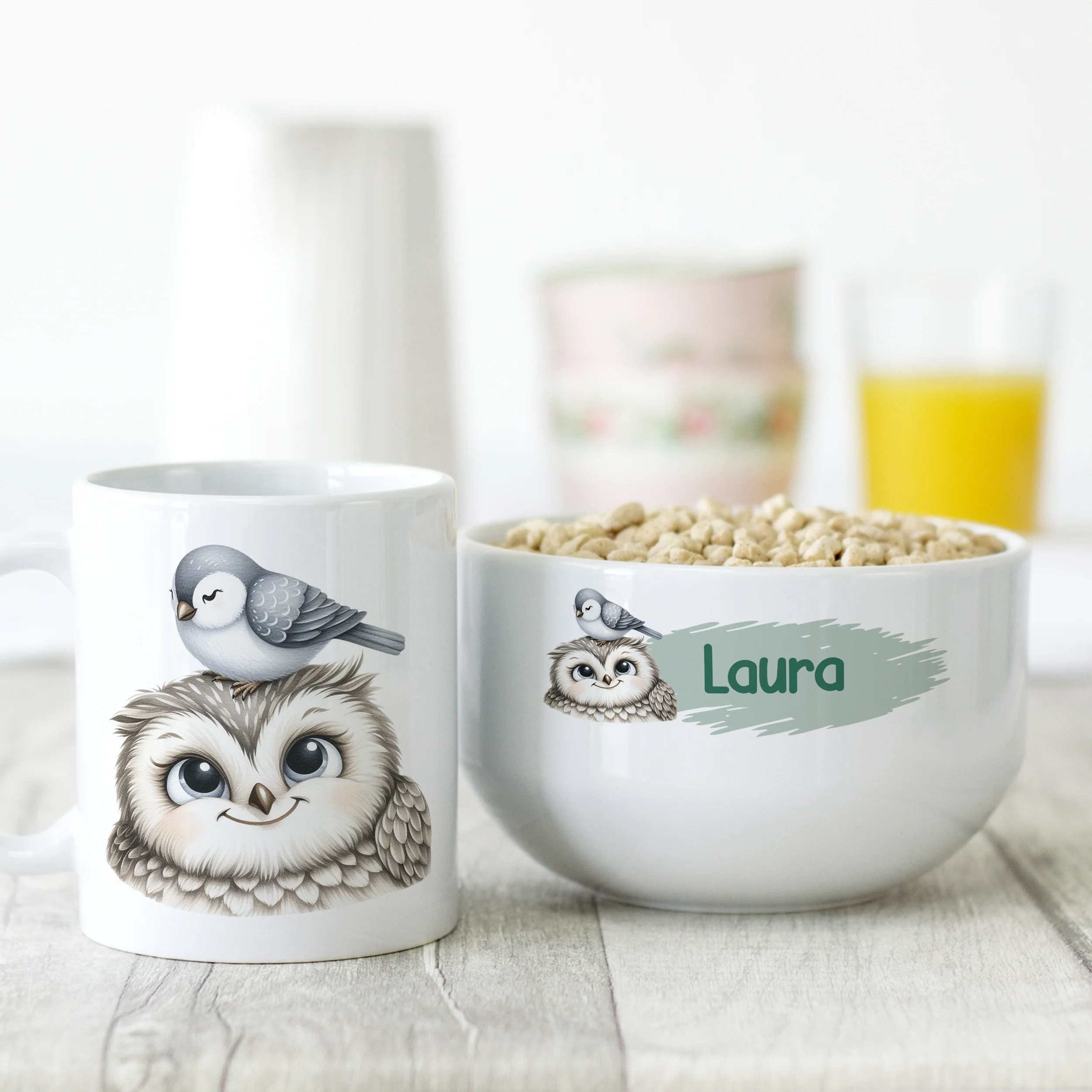 Müslischale & Tasse Set mit Eule - Image 2