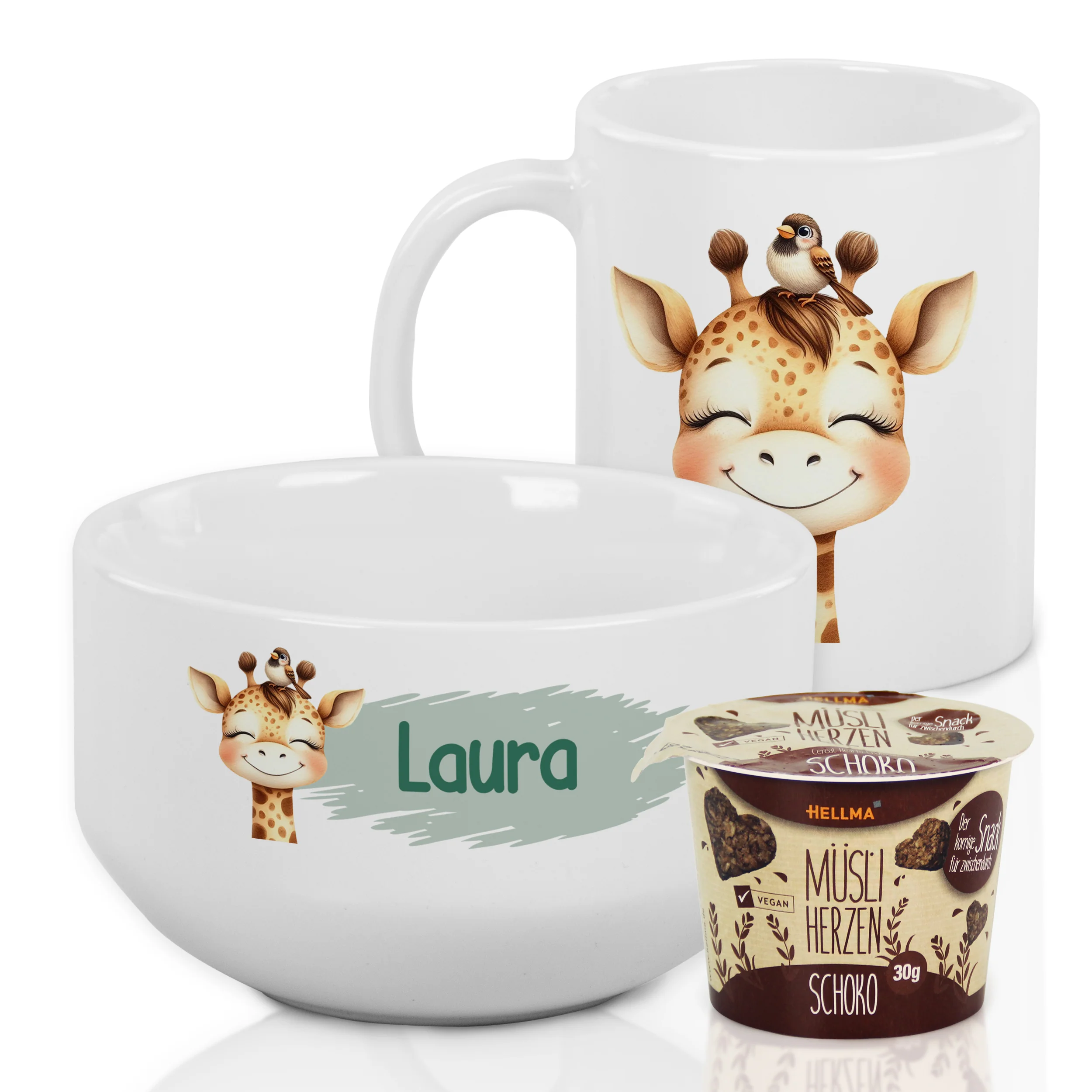 Müslischale & Tasse Set mit Giraffe