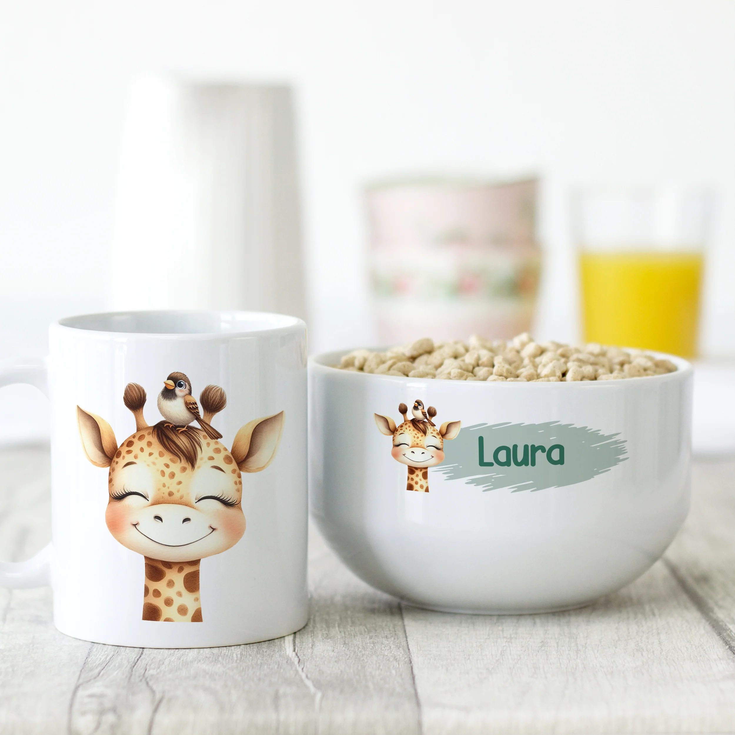 Müslischale & Tasse Set mit Giraffe - Image 2