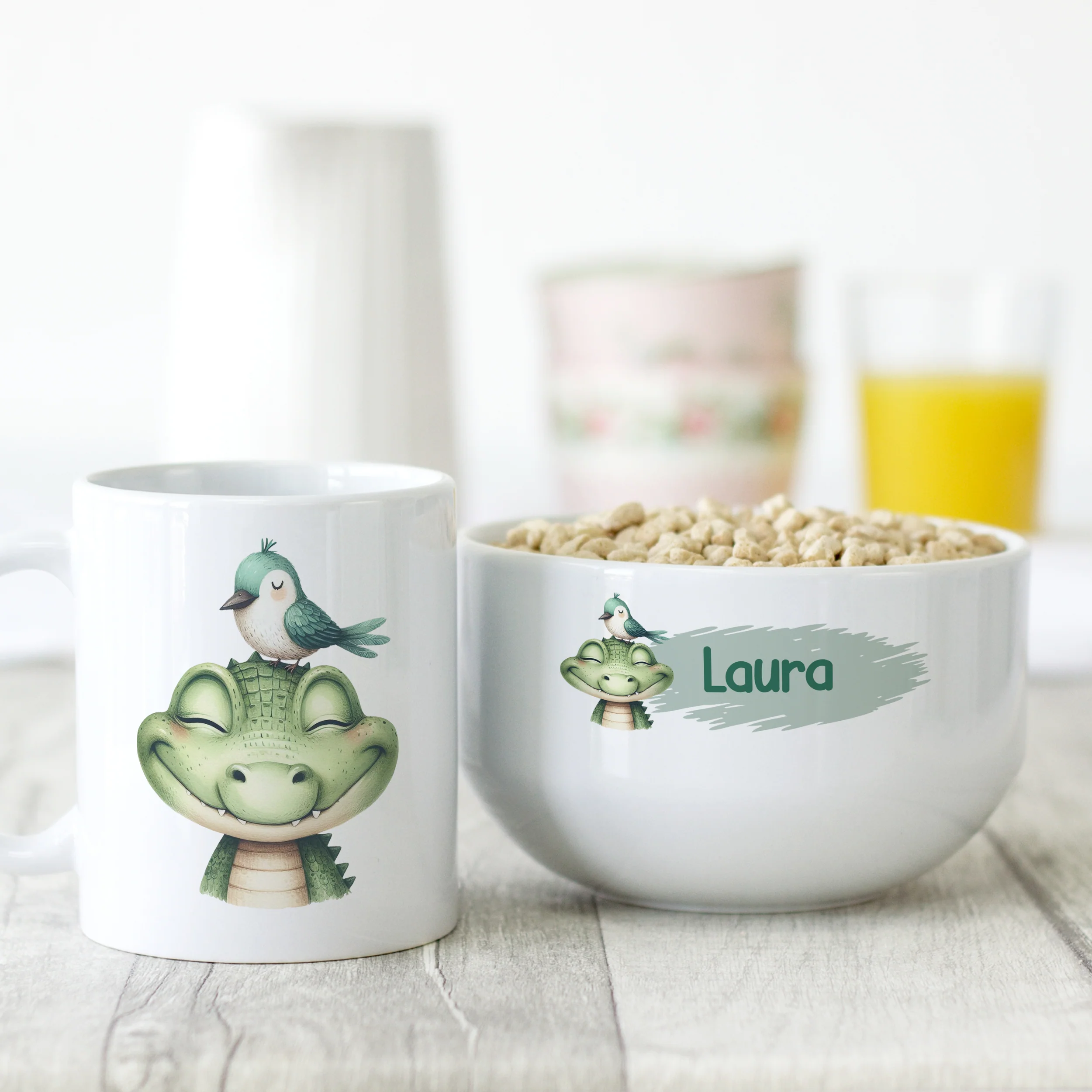 Müslischale & Tasse Set mit Krokodil - Image 2