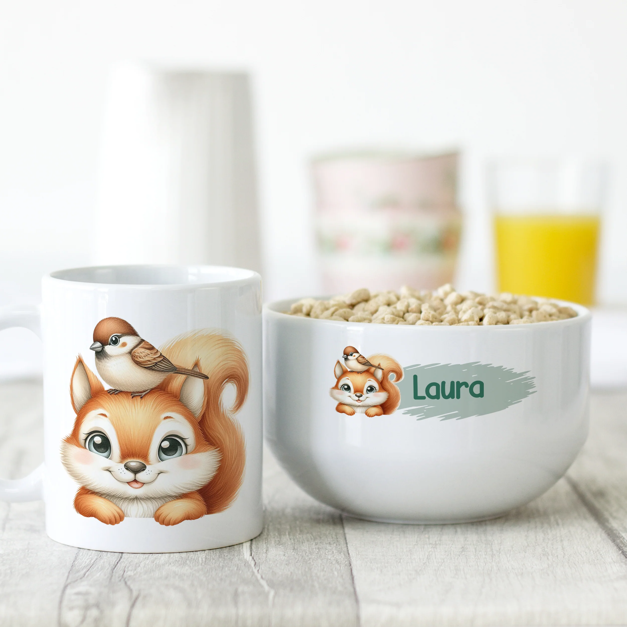Müslischale & Tasse Set mit niedlichem Eichhörnchen - Image 2