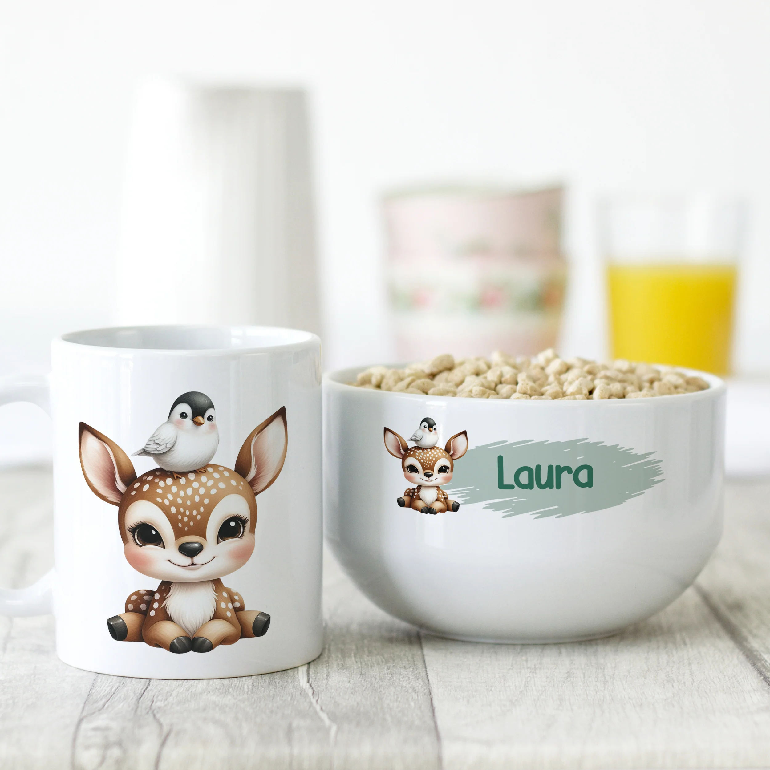 Müslischale & Tasse Set mit süßem Reh - Image 2