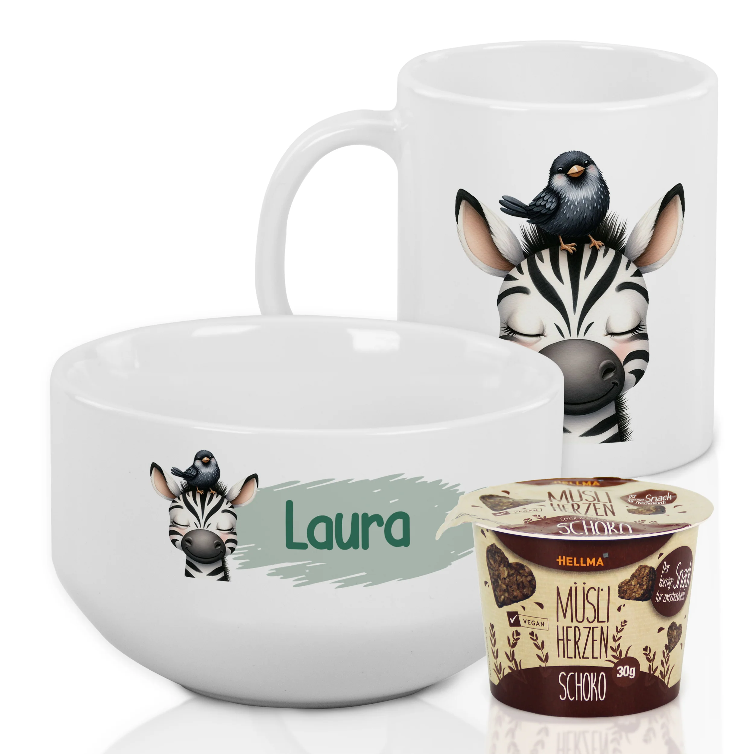 Müslischale & Tasse Set mit Zebra