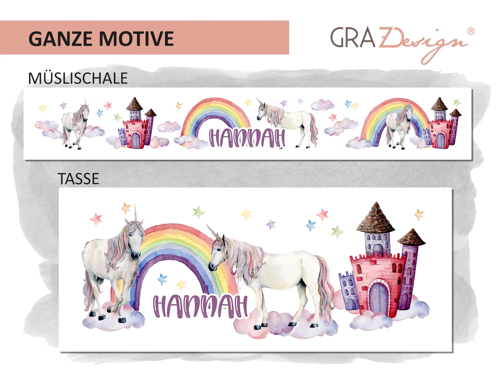 Müslischale & Tasse Set Regenbogen & Einhörner - Image 2