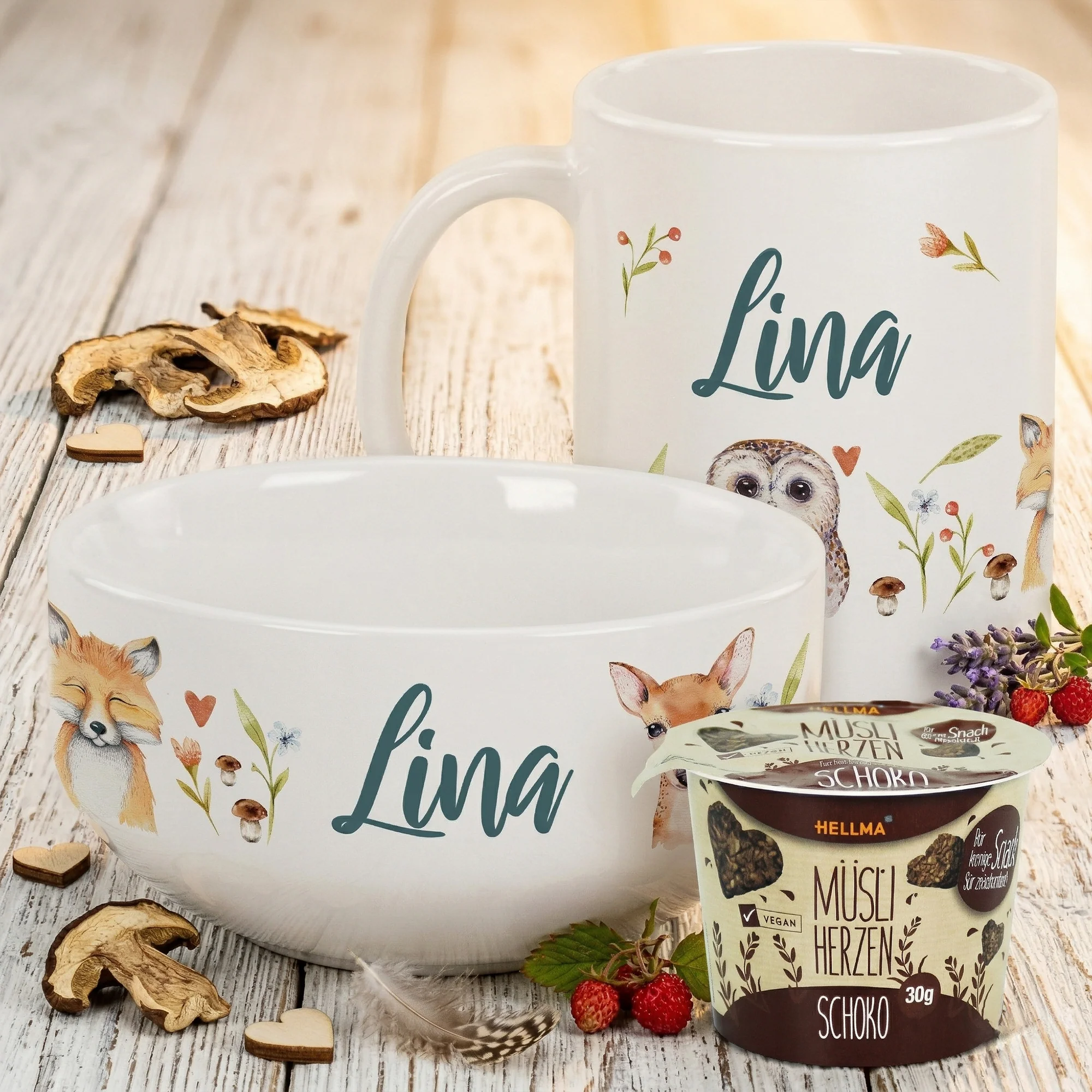 Müslischale & Tasse Set Süße Waldtiere - Image 3