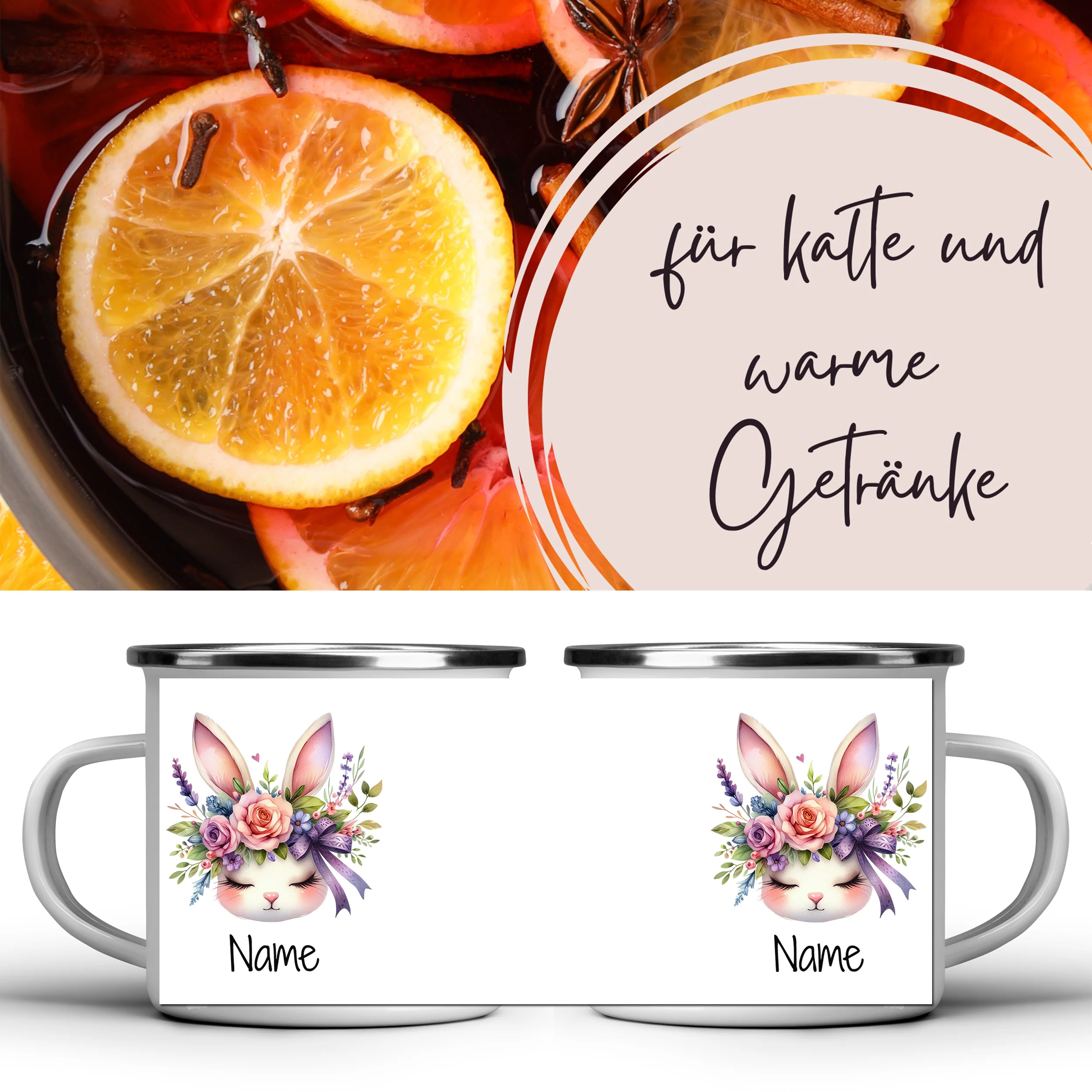 Personalisierte Emaille-Tasse Osterhase - Image 5