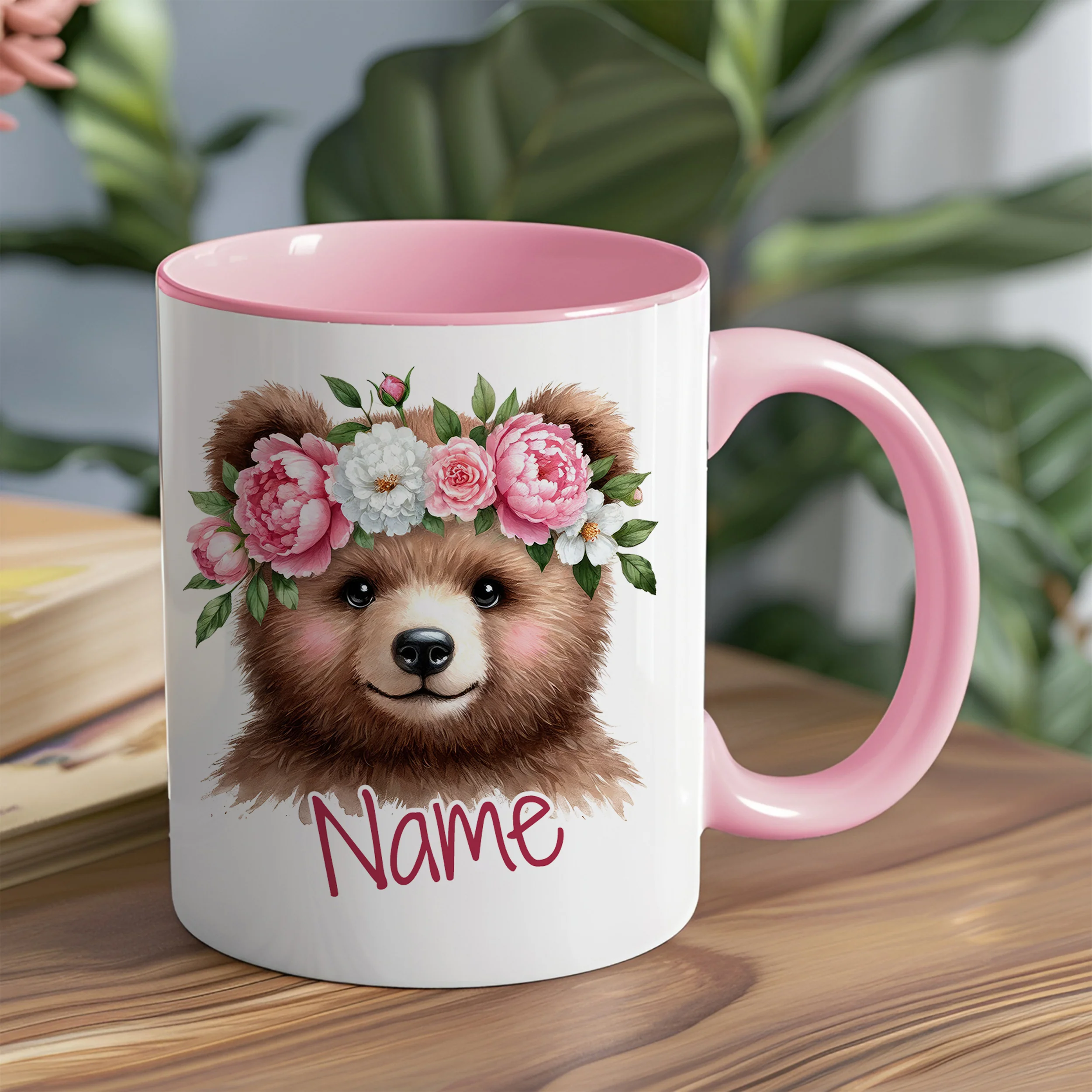 Personalisierte Tasse Bär mit Blumen - Image 5