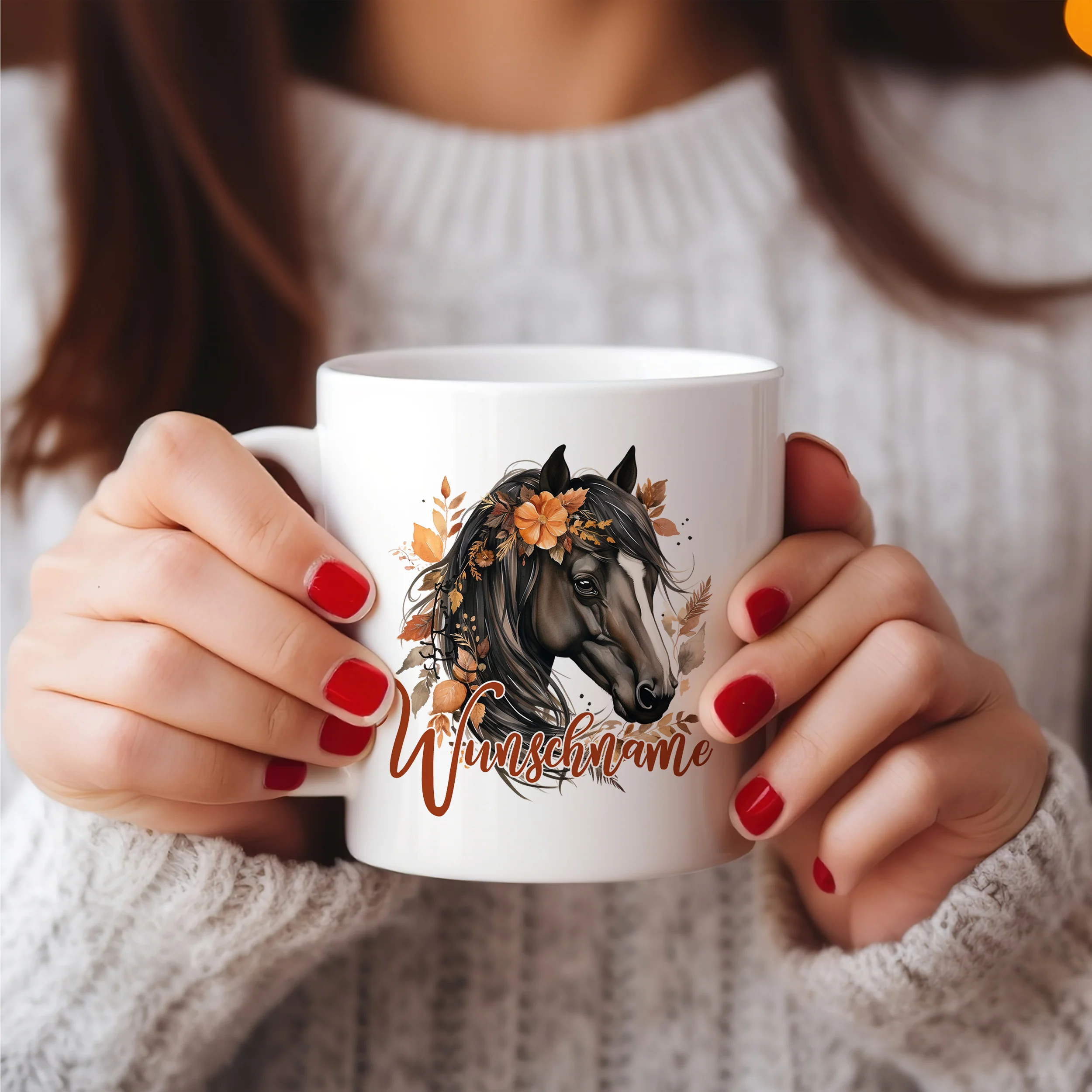 Personalisierte Tasse Pferd in braun - Image 2