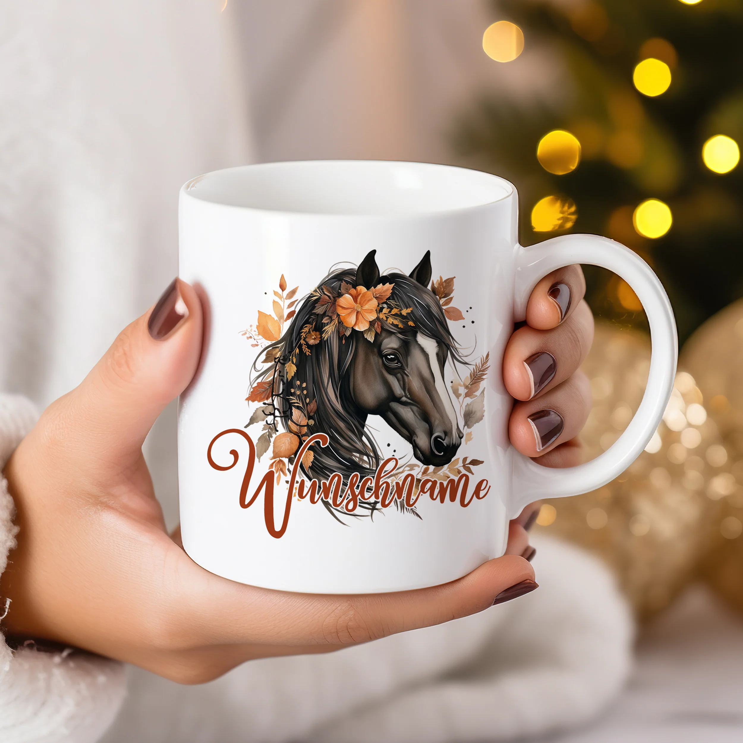 Personalisierte Tasse Pferd in braun - Image 3