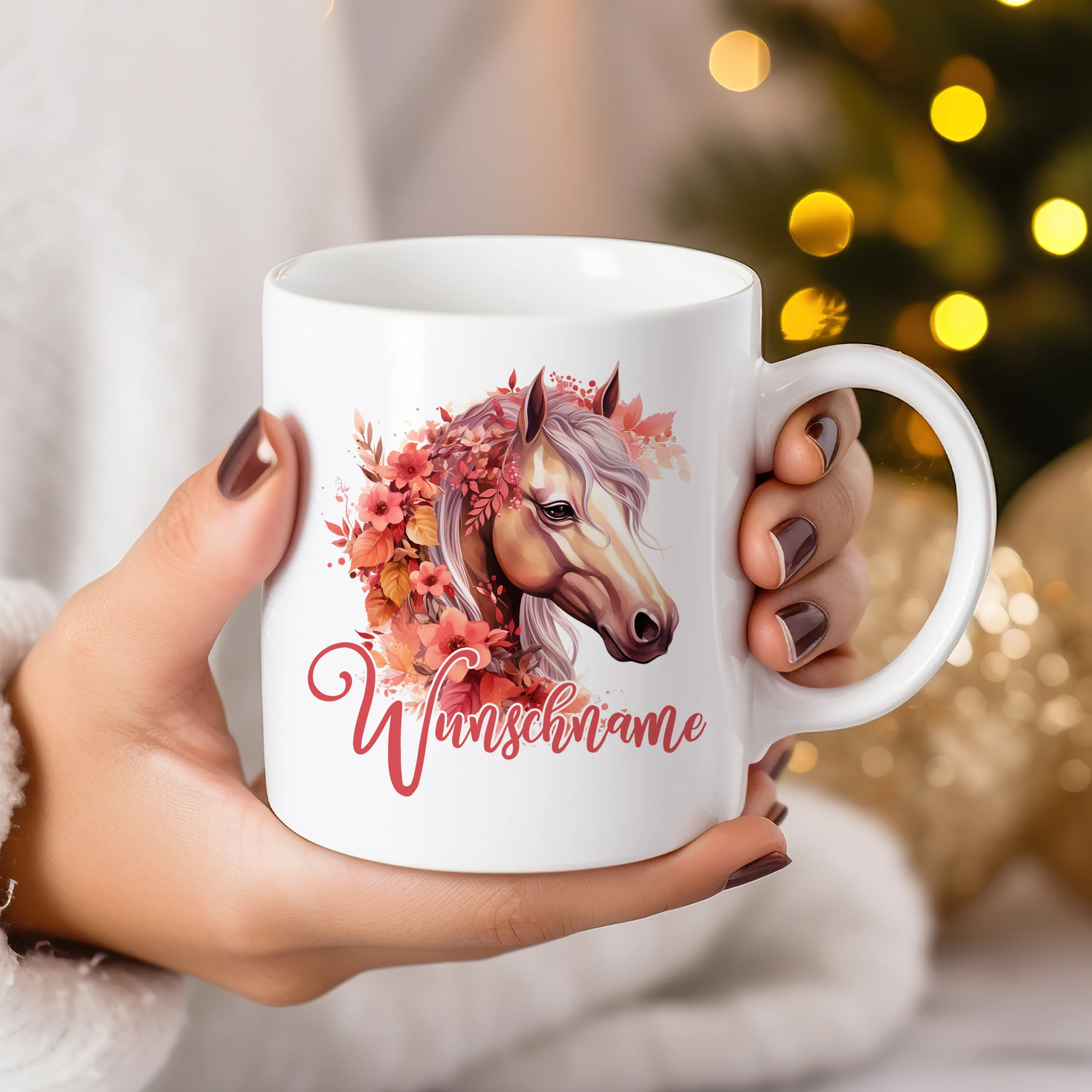 Personalisierte Tasse Pferd in rosa - Image 3