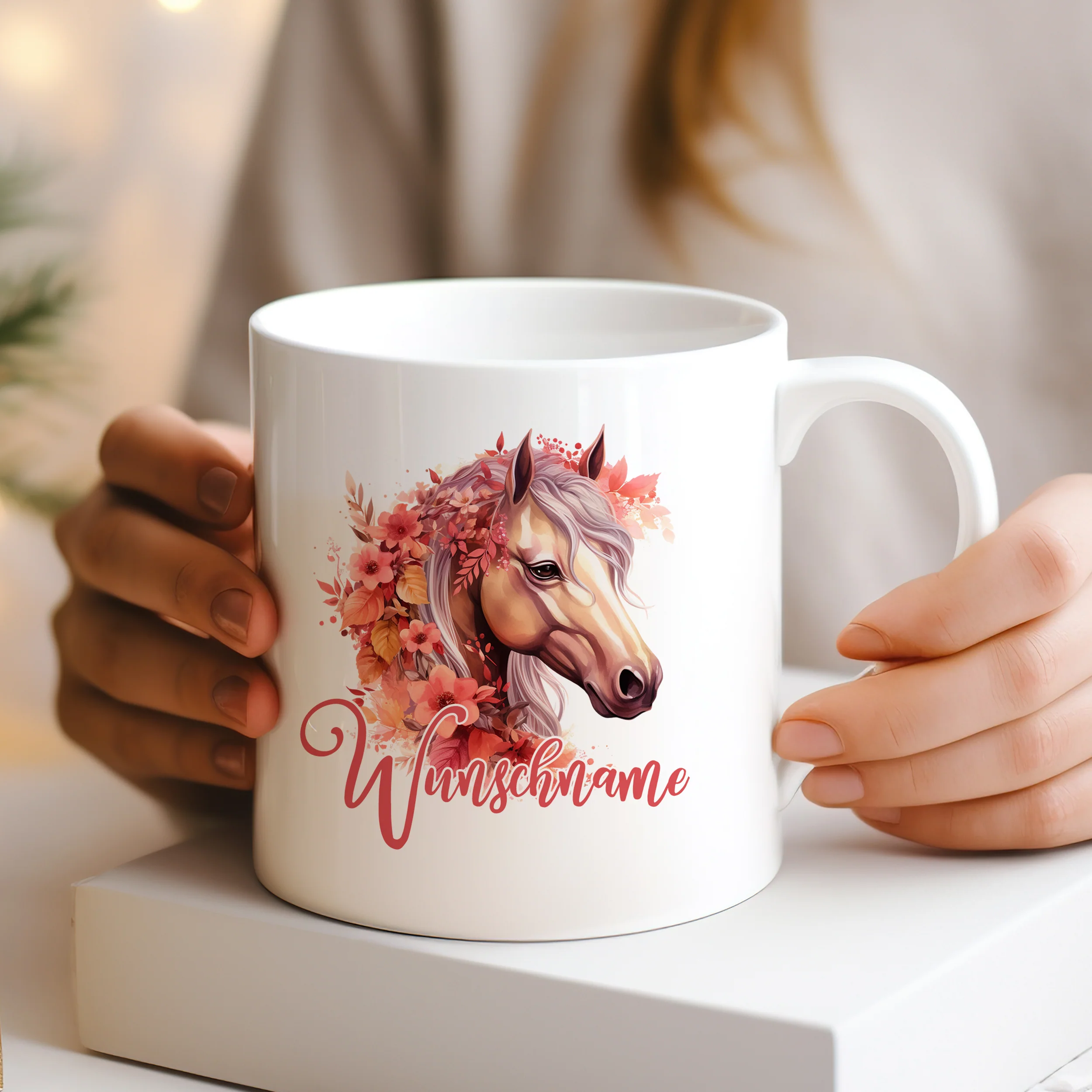 Personalisierte Tasse Pferd in rosa - Image 4