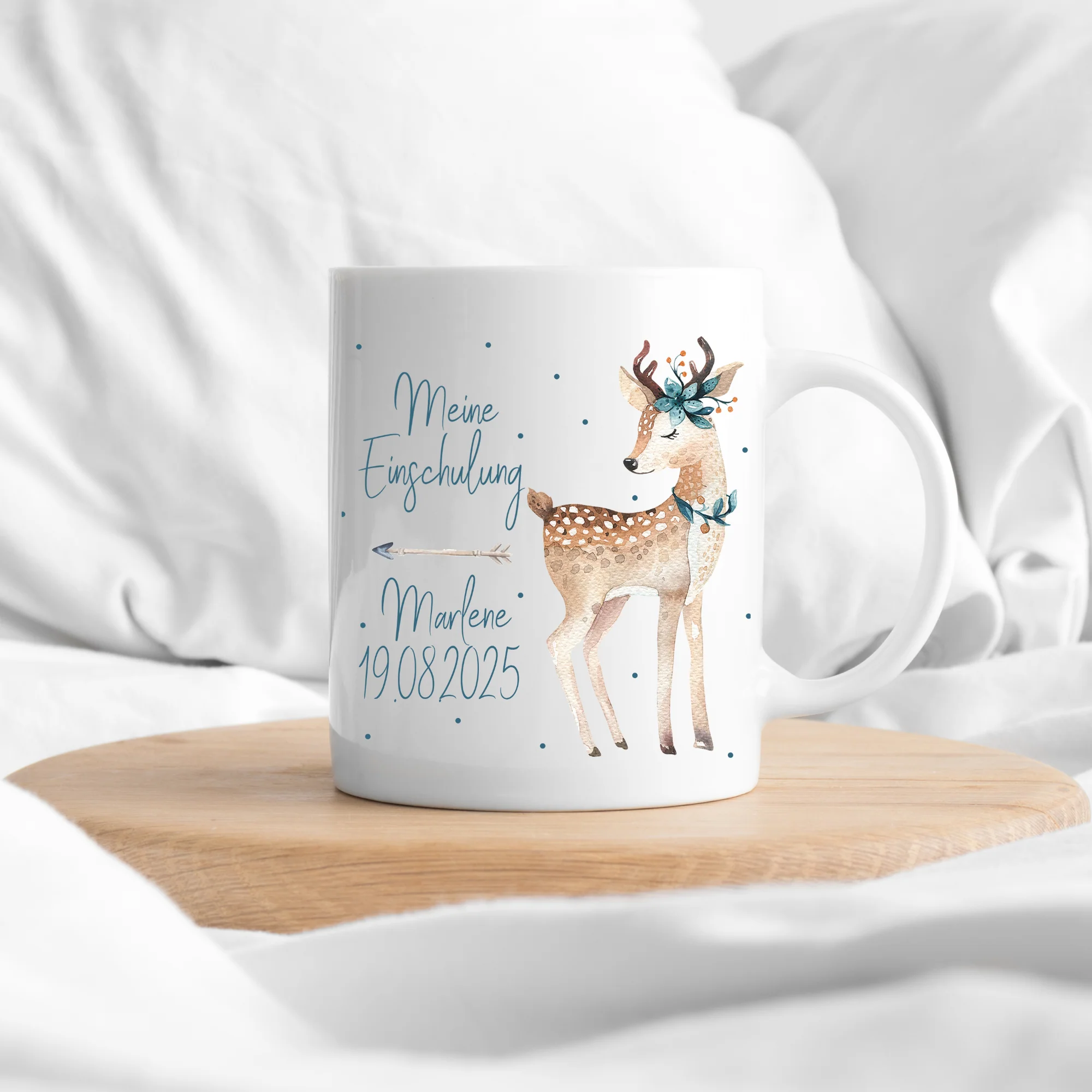 Personalisierte Tasse „Meine Einschulung“ mit Reh & Wunschdaten - Image 3