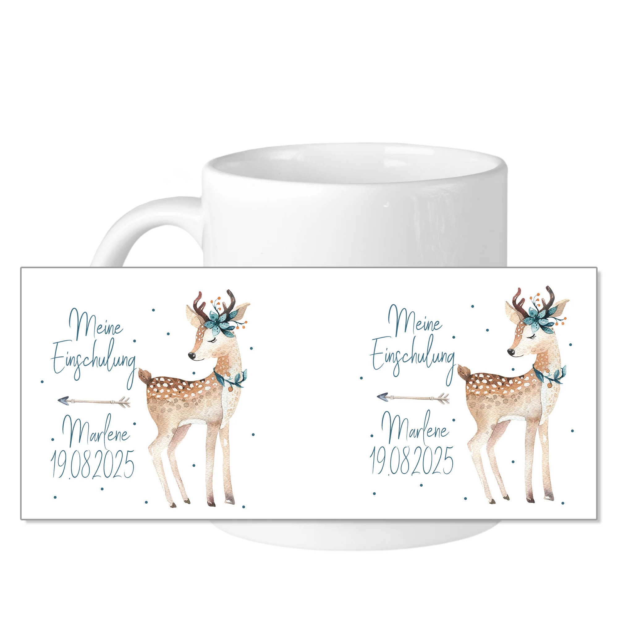 Personalisierte Tasse „Meine Einschulung“ mit Reh & Wunschdaten - Image 4