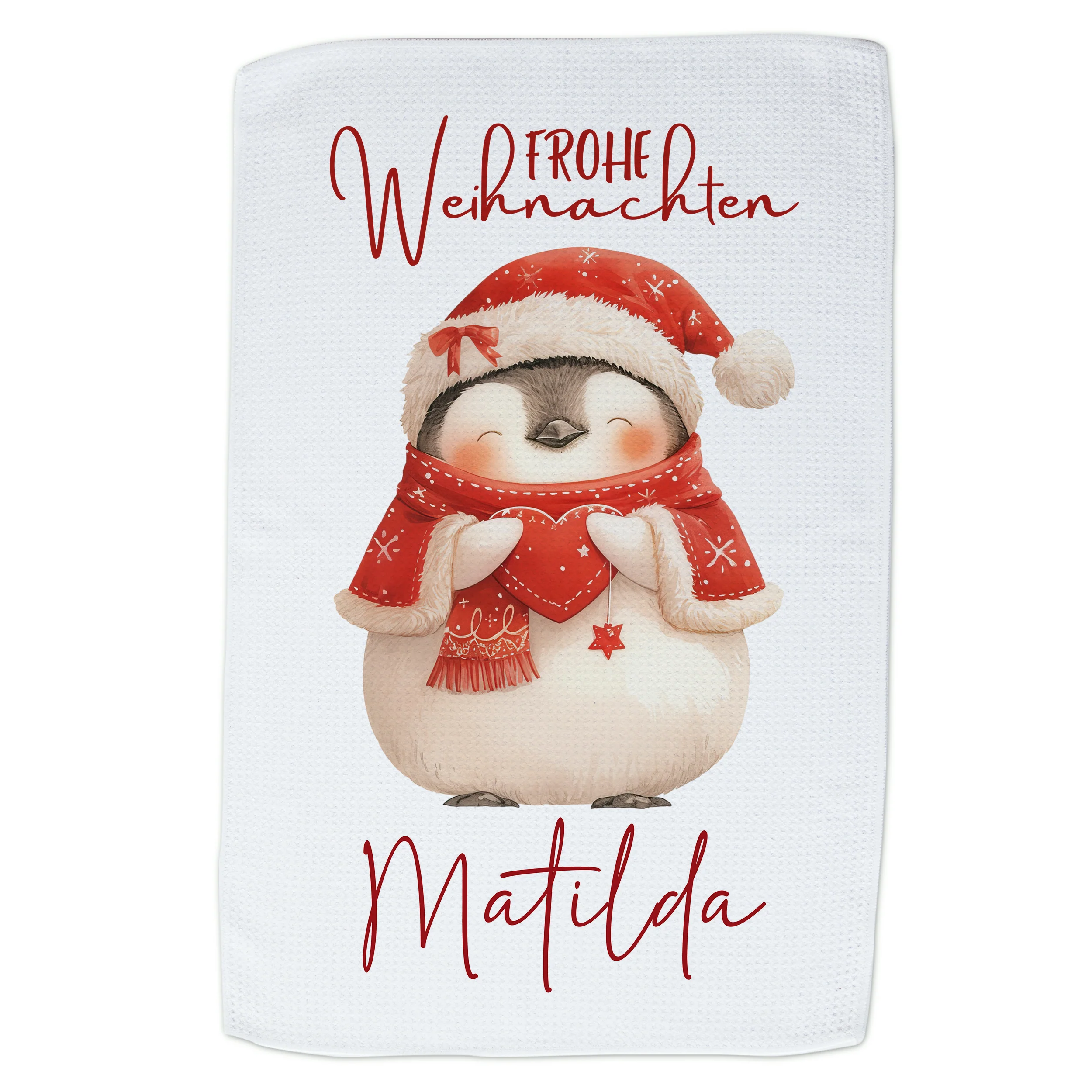 Personalisiertes Geschirrtuch Frohe Weihnachten - Liebevolle Grüße von Matilda