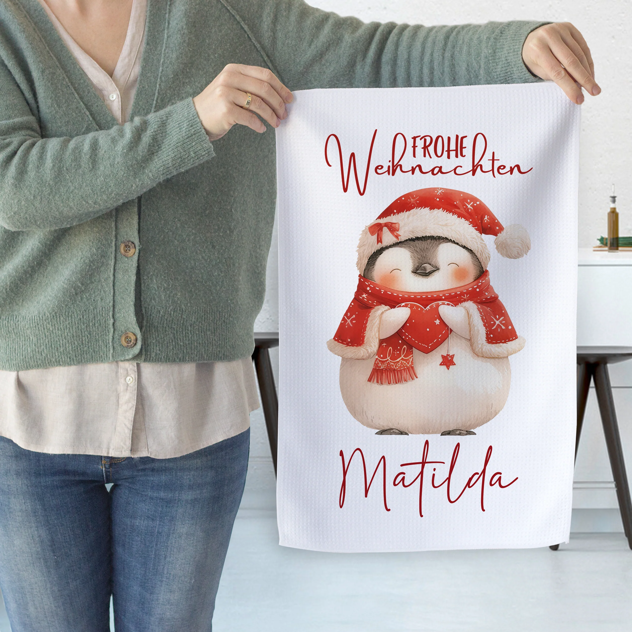 Personalisiertes Geschirrtuch Frohe Weihnachten - Liebevolle Grüße von Matilda - Image 2