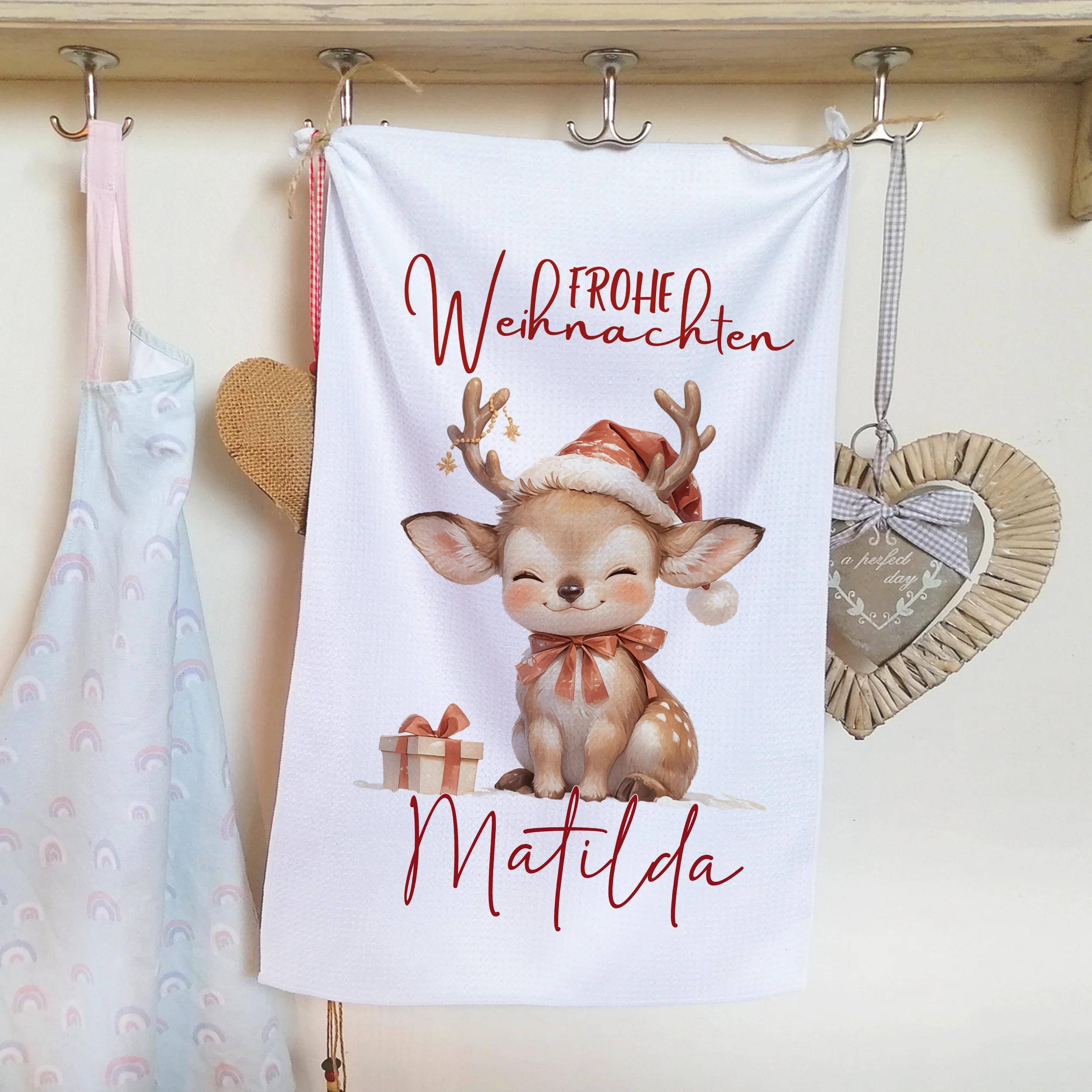 Personalisiertes Geschirrtuch - Frohe Weihnachten mit Reh Matilda - Image 3