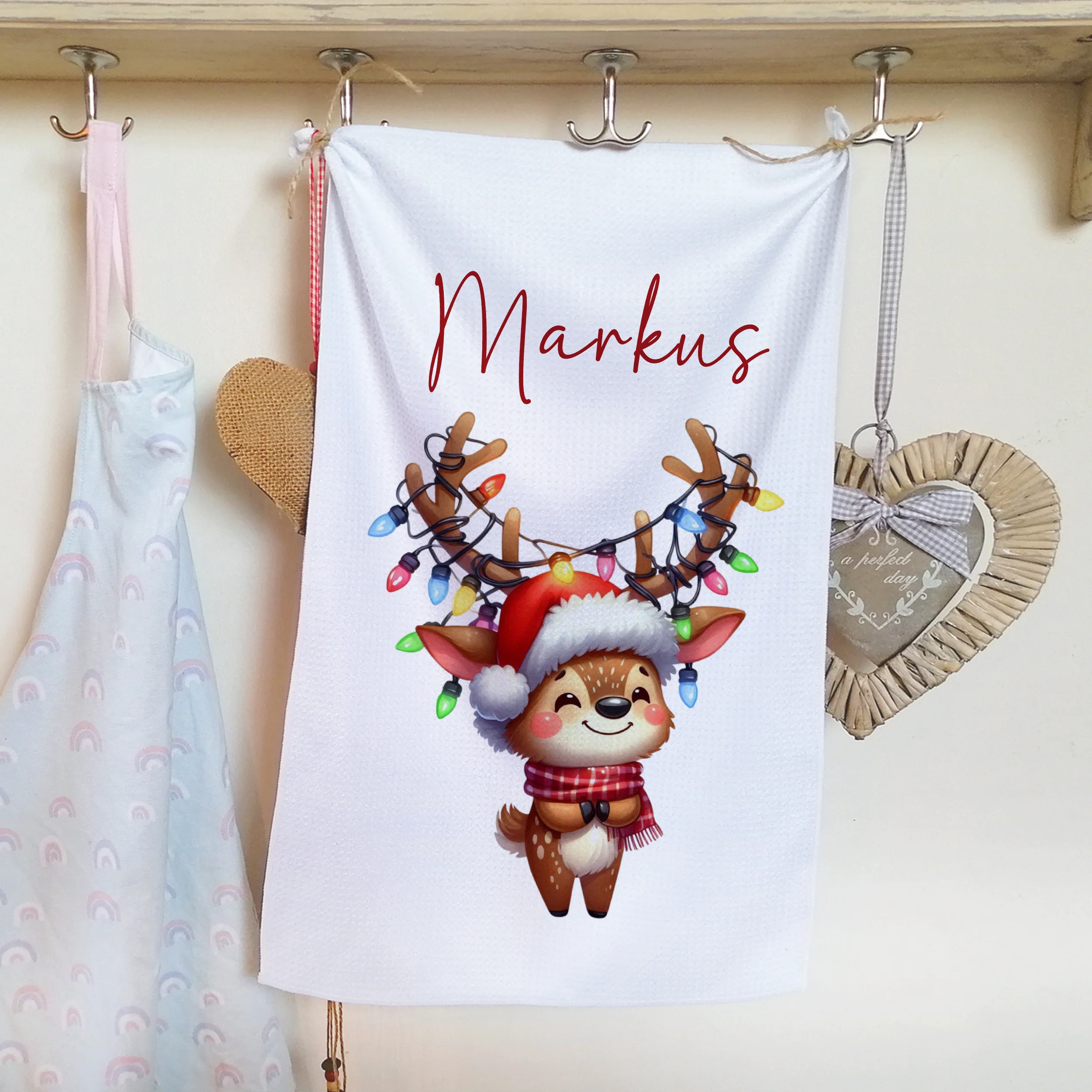 Personalisiertes Geschirrtuch Rentier - Weihnachtsfreude für dein Zuhause - Image 3