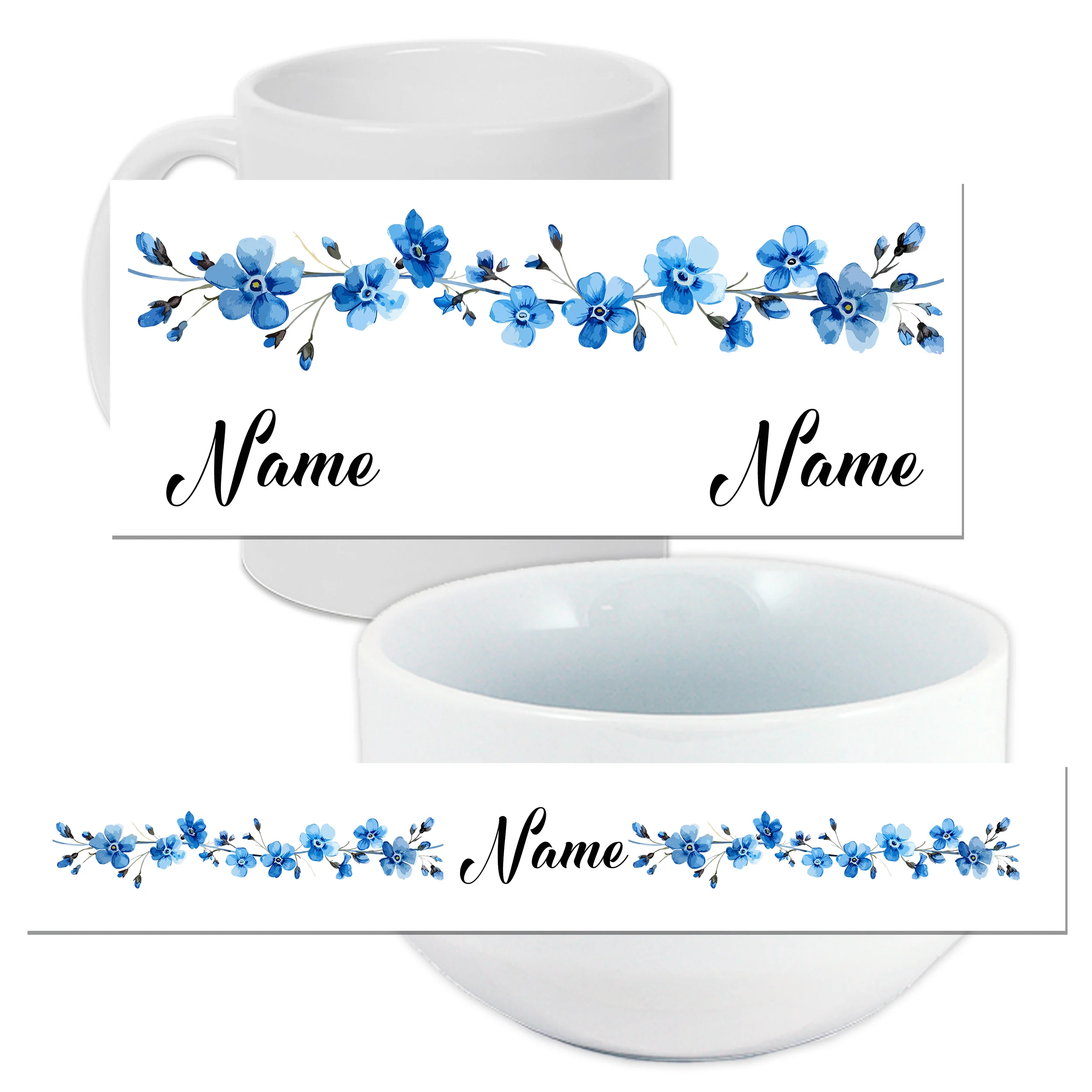Set Müslischale mit Tasse - Blaue Blüten - Image 3