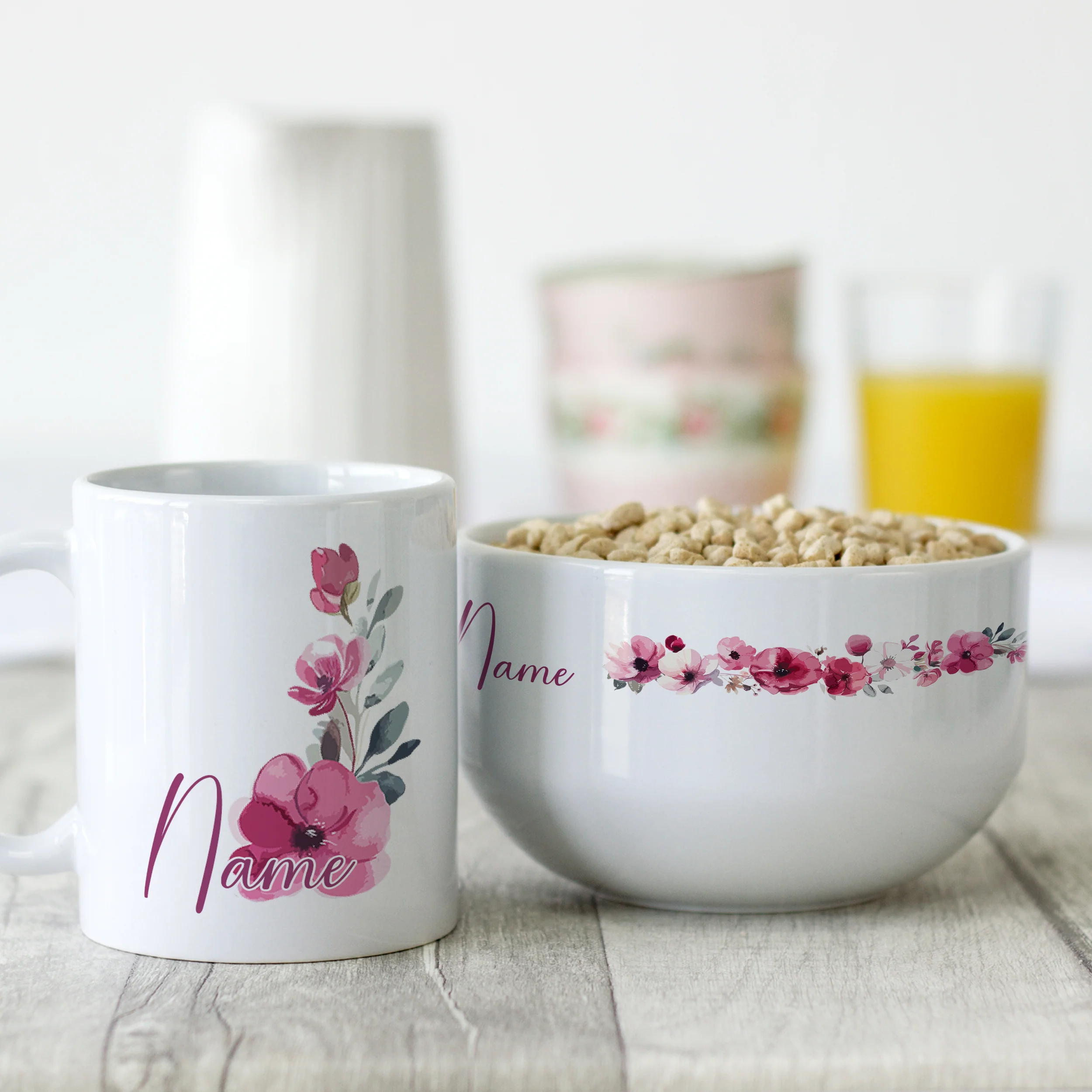 Set Müslischale mit Tasse - Blumen - Image 2