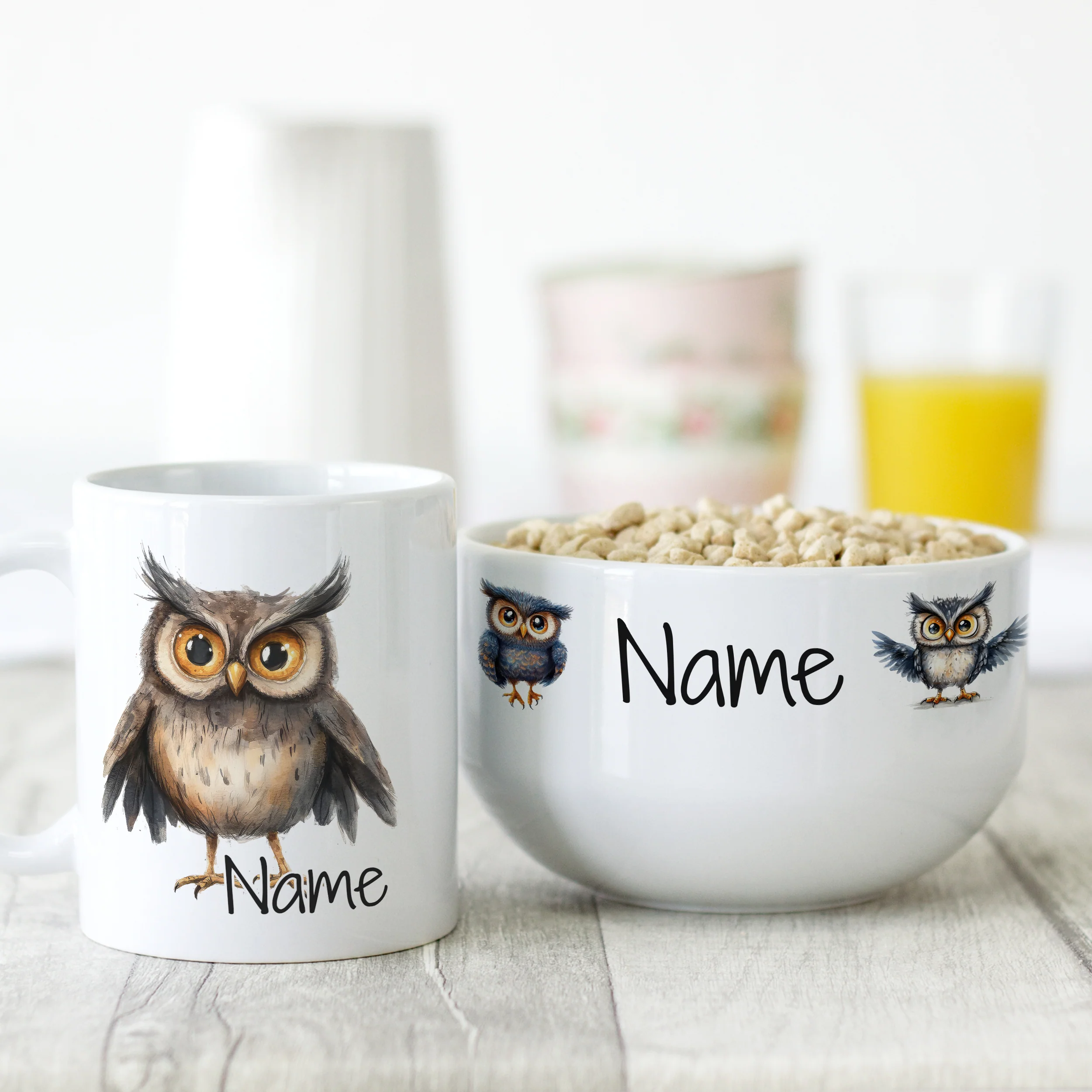Set Müslischale mit Tasse - Frühstücksmomente mit Eule - Image 2