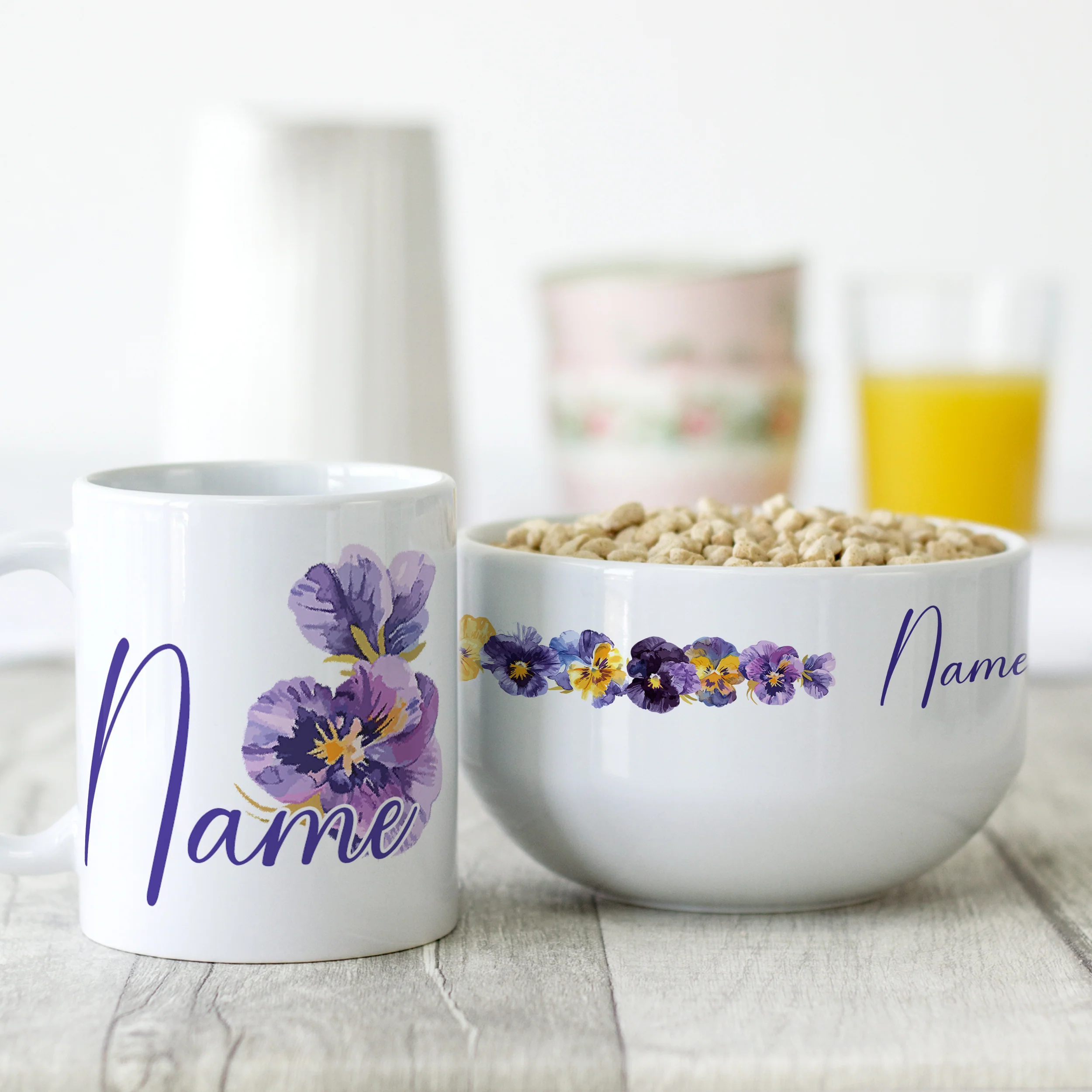 Set Müslischale mit Tasse -Veilchen - Image 2