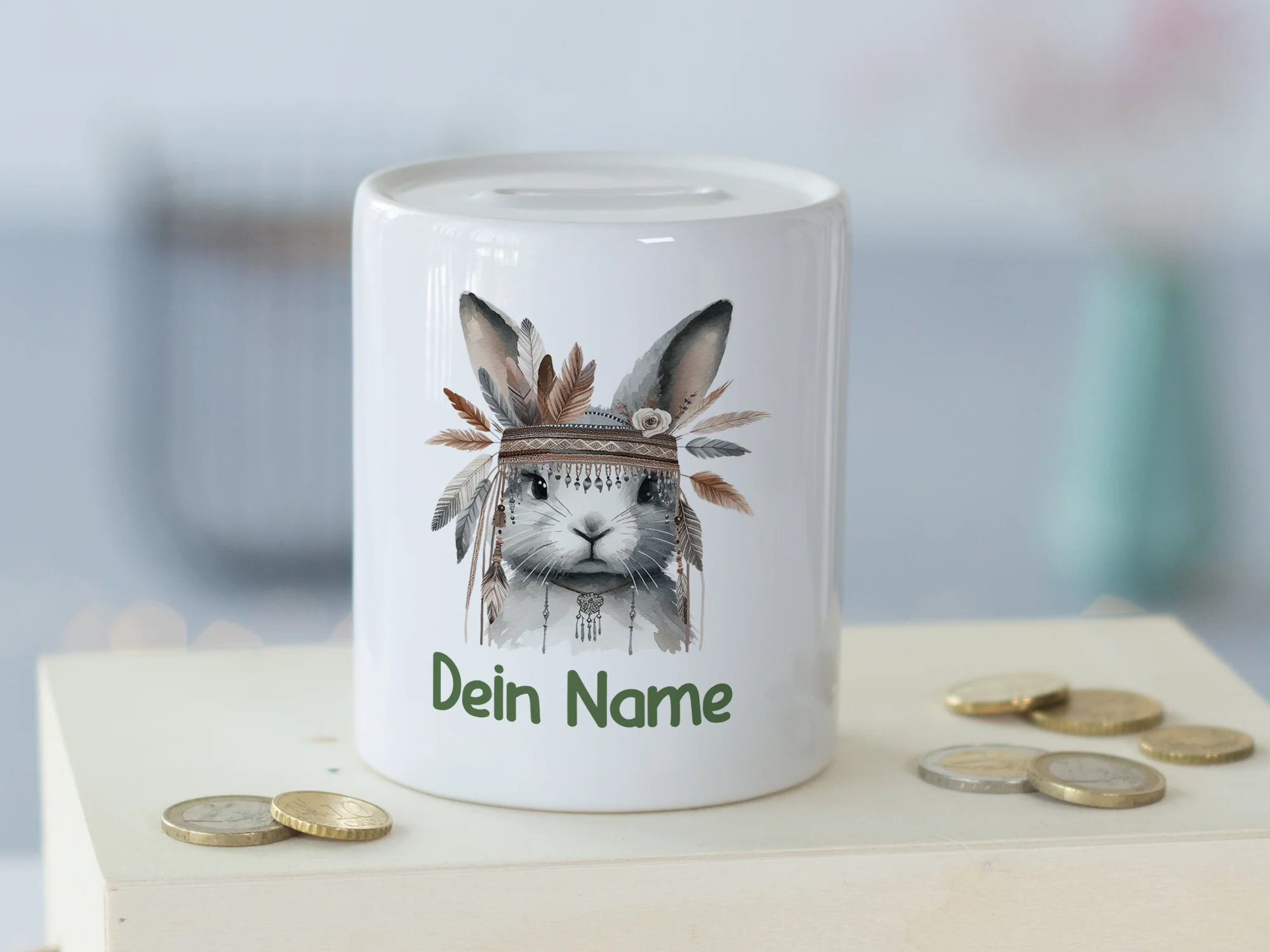 Spardose Hase mit Federn - Image 3