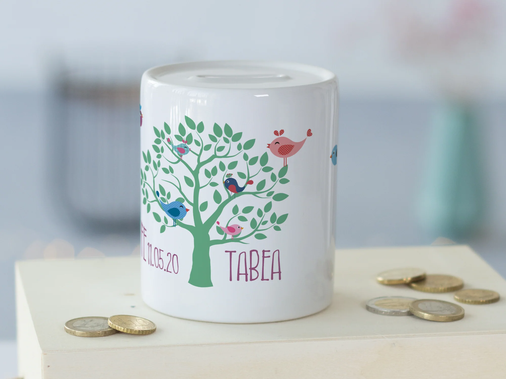 Spardose mit bunten Vögeln - Ein einzigartiges Taufgeschenk - Image 3