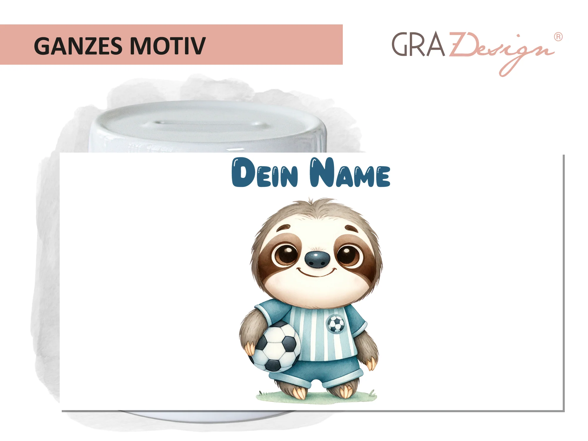 Spardose mit niedlichem Faultier - Für kleine Fußballfans - Image 2