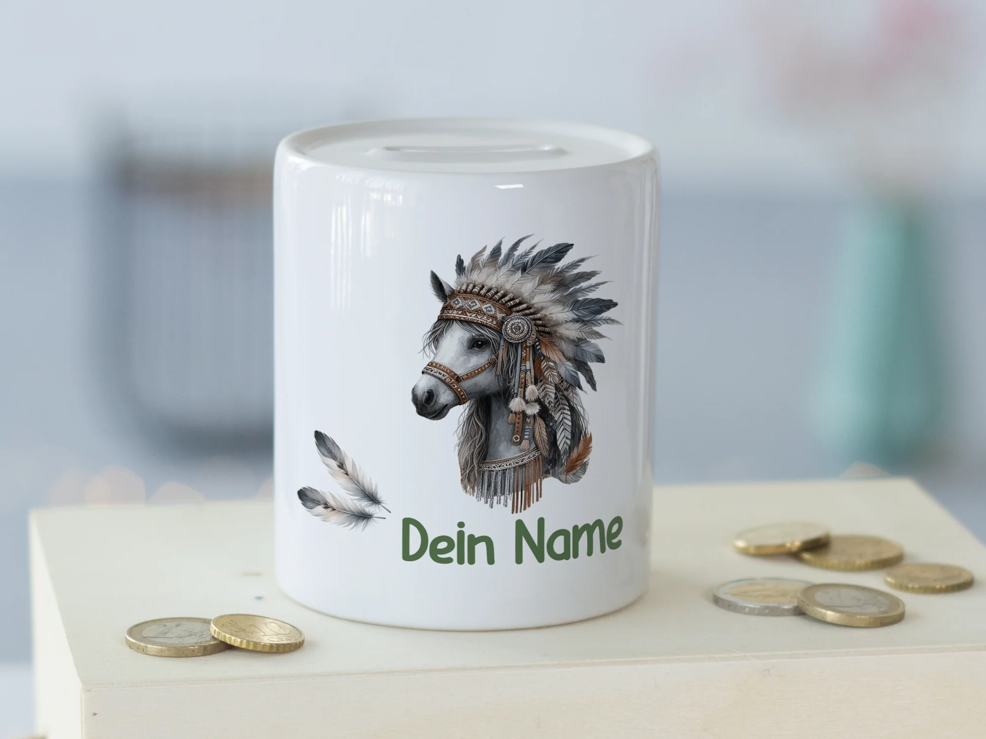 Spardose Pferd mit Federn - Image 3