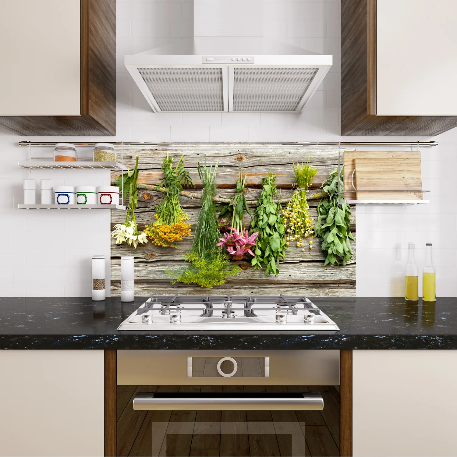 Spritzschutz Kräuter & Wildblumen auf Holz - Image 4
