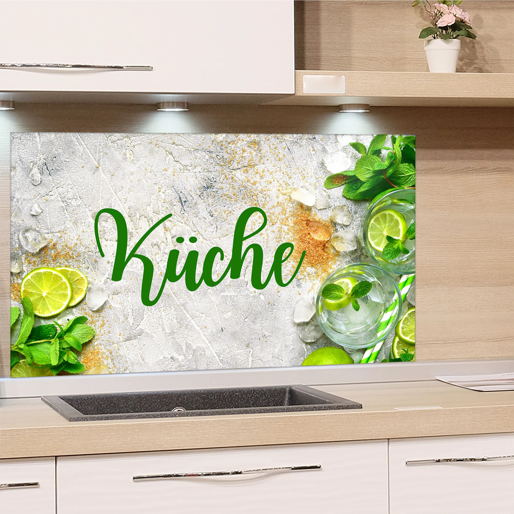 Spritzschutz Küche mit Limetten