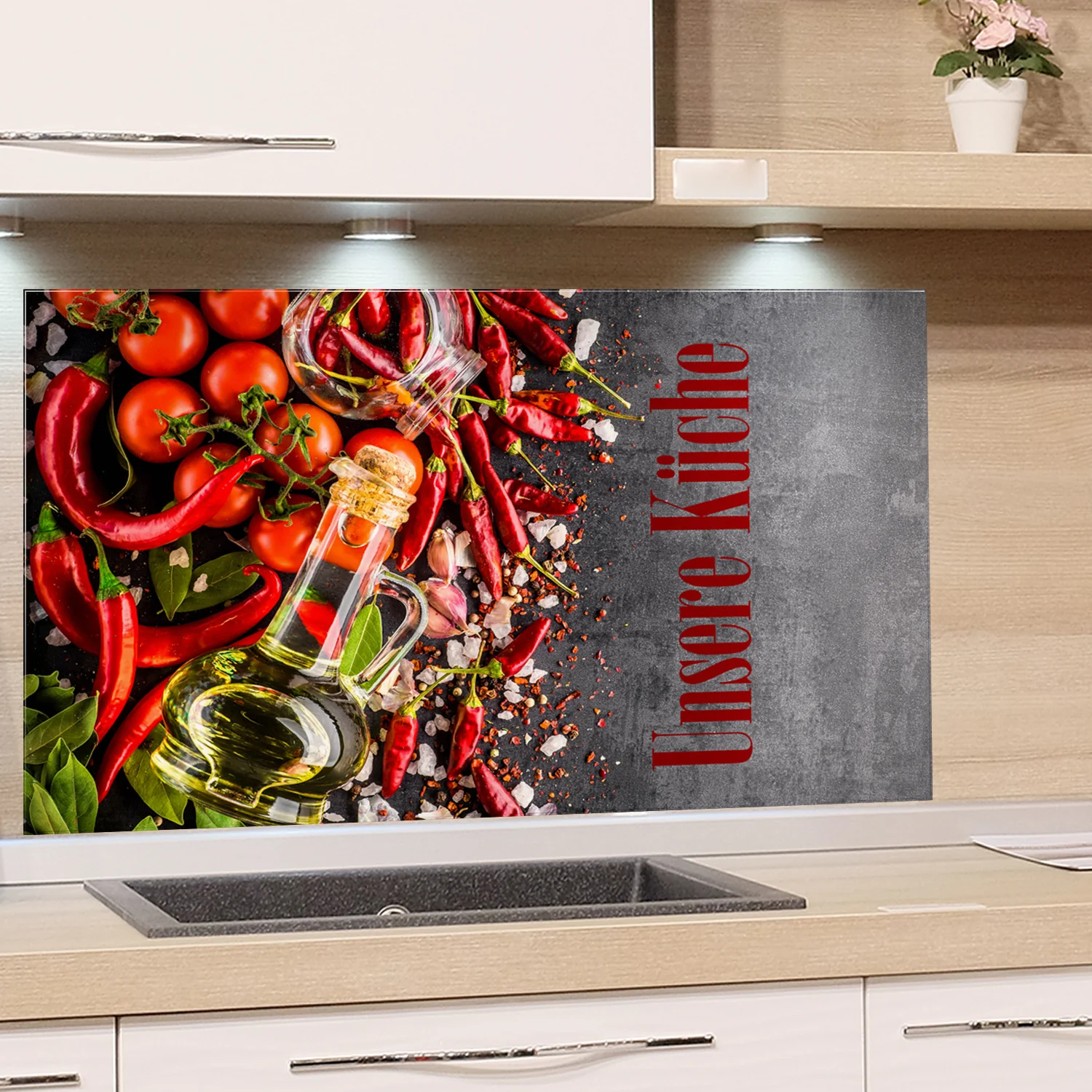 Spritzschutz „Unser Küche“ Chili & Tomaten - Image 2